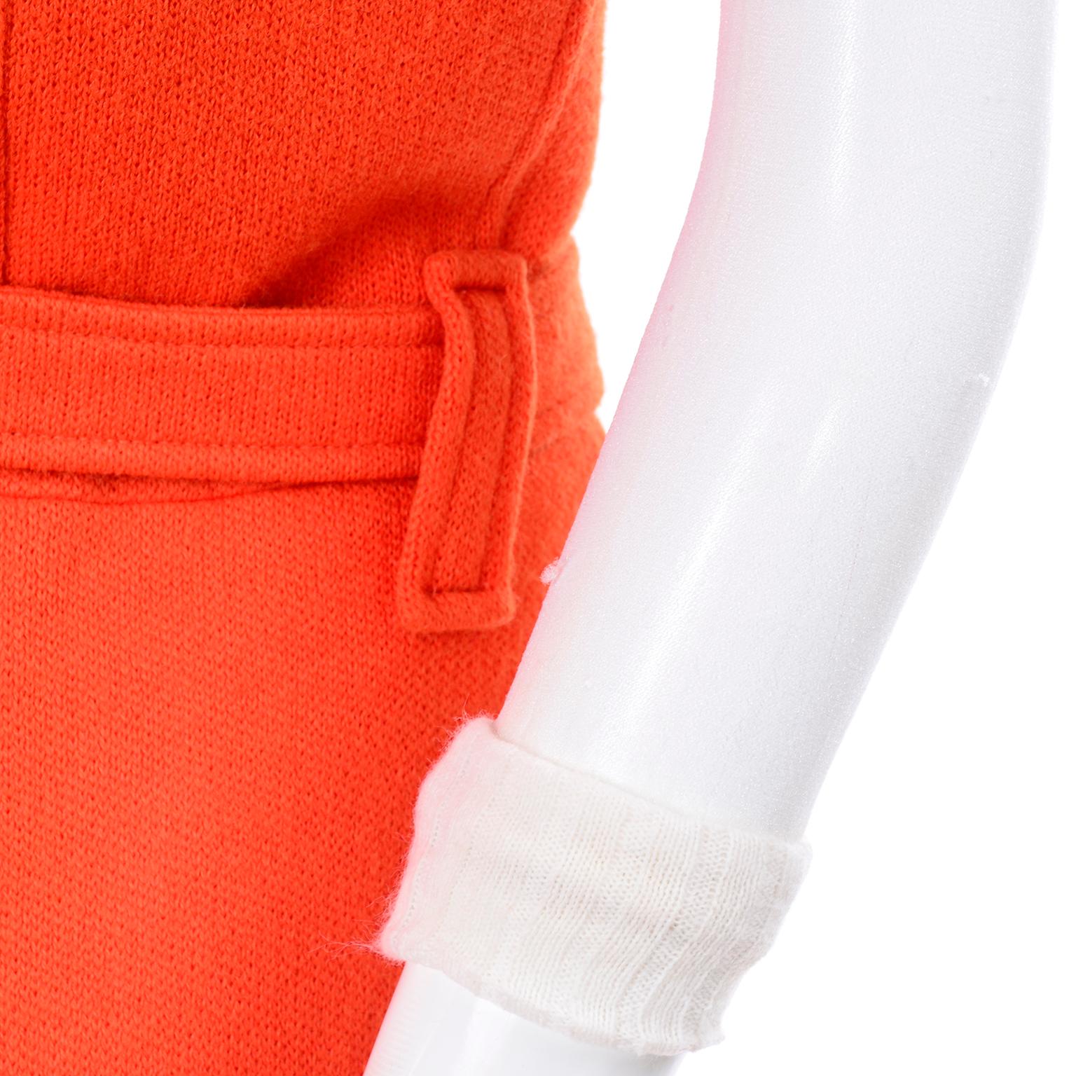 1970s Andre Courreges Hyperbole 2 Piece AC Logo Orange Jumpsuit & Sheer Top 1