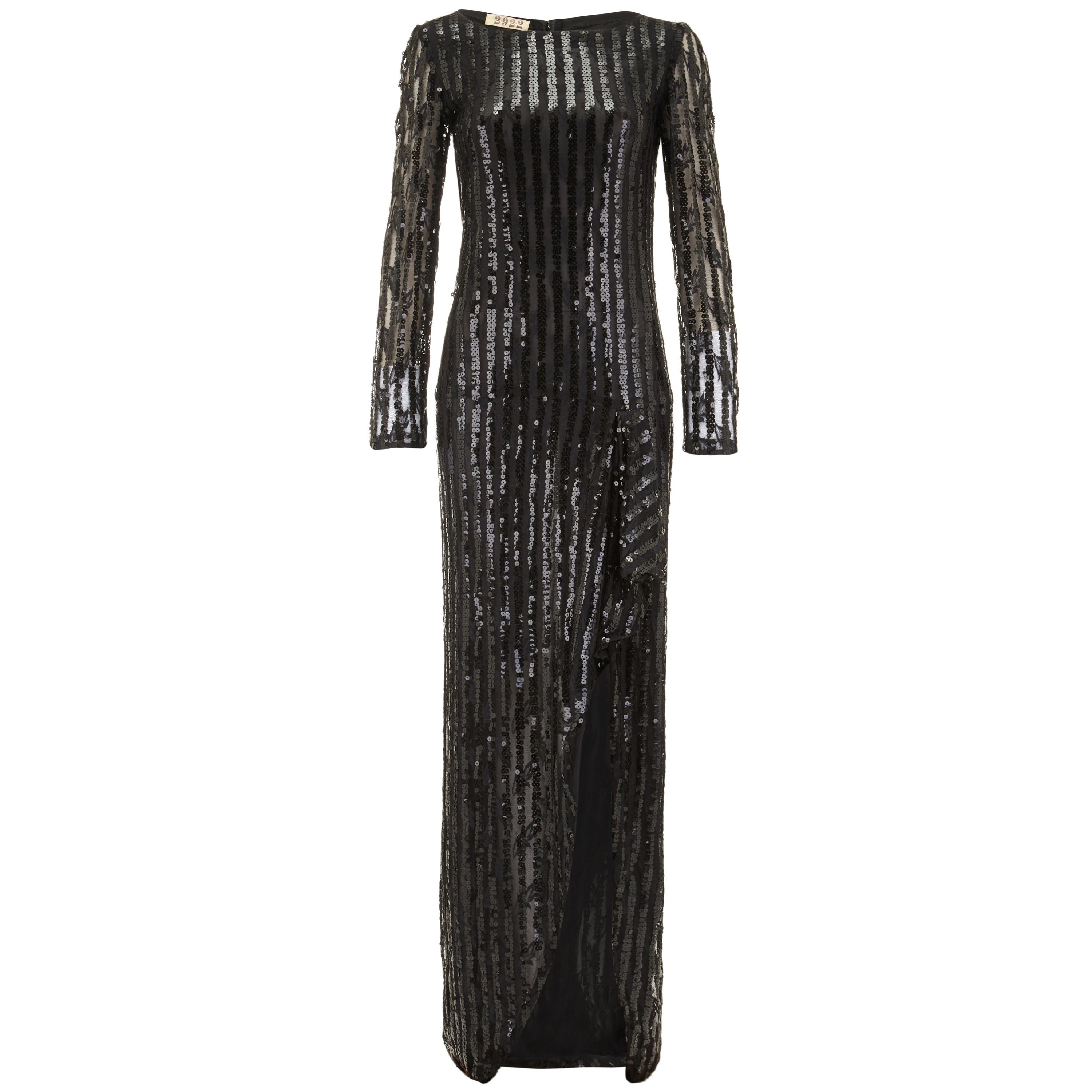 Andre Laug Couture - Robe vintage à paillettes noires, années 1970  en vente