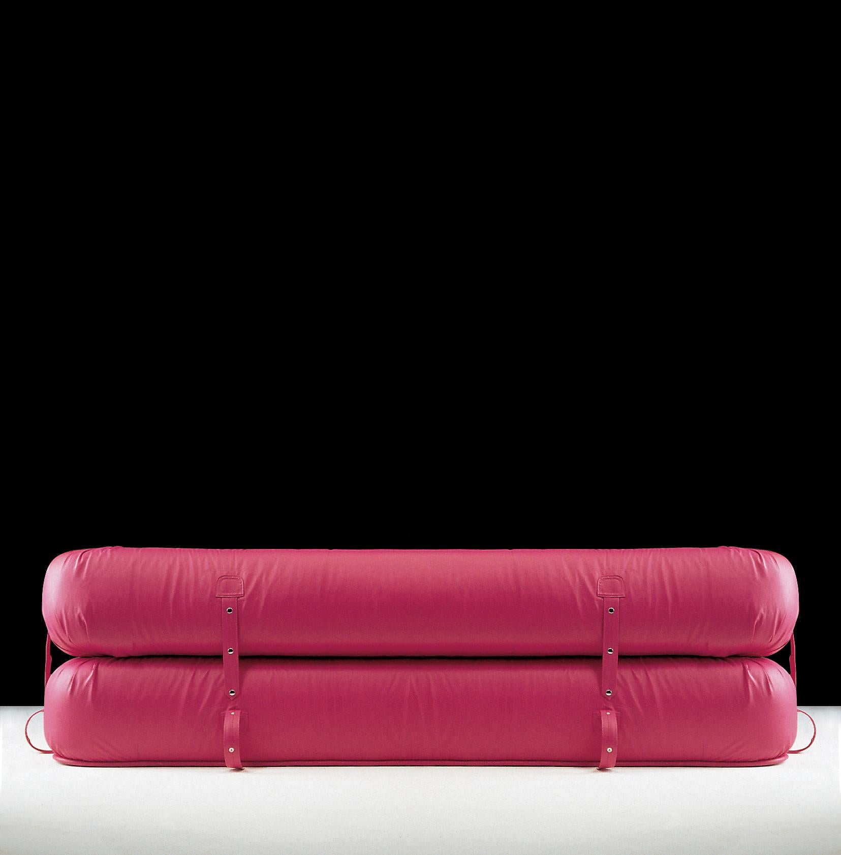 italien 1970 Anfibio Foldability Sofà Bed Pink Coated Fabric Becchi Giovannetti en vente