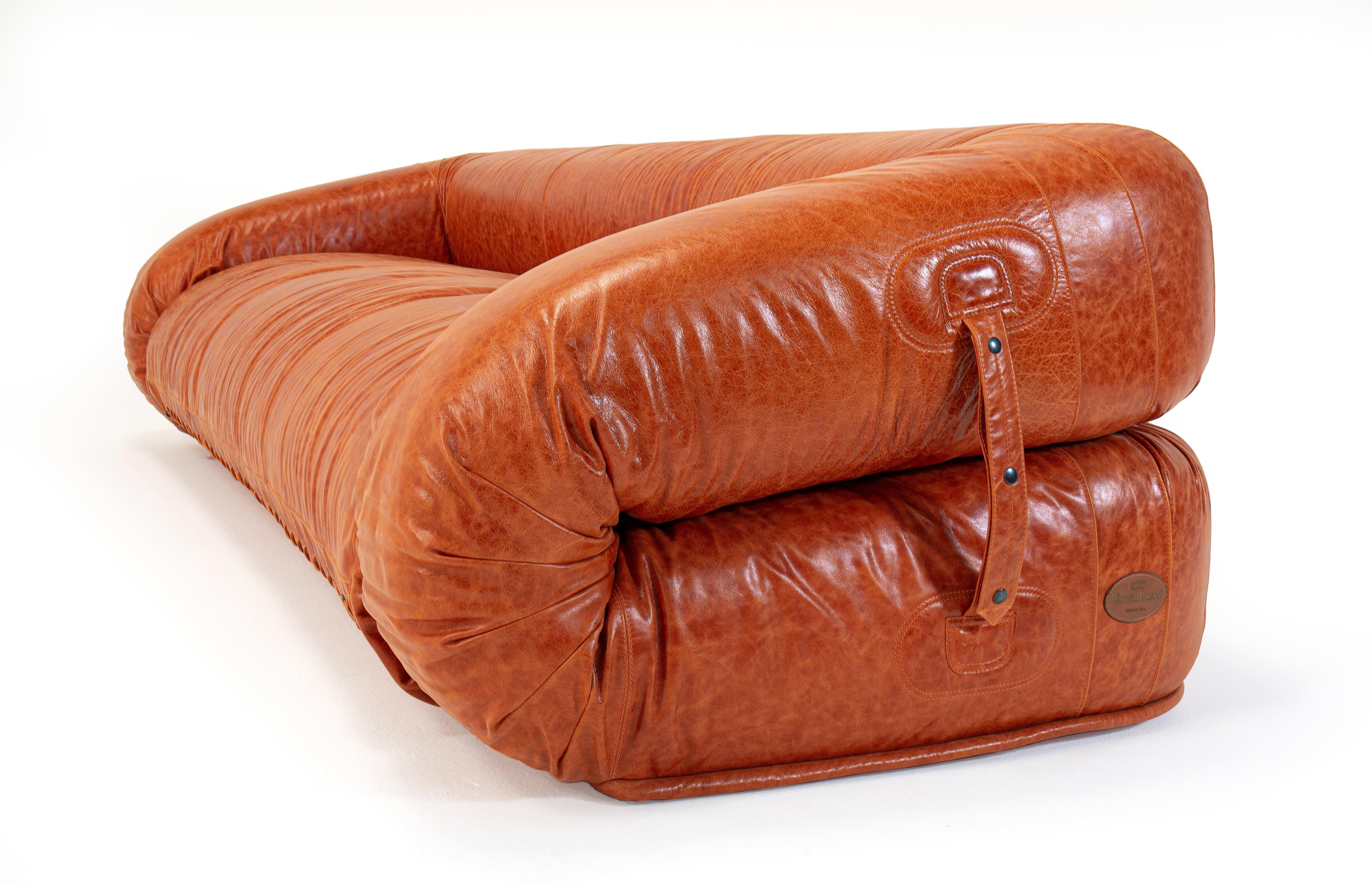 1970s Anfibio Foldable Sofa Vintage Leather Becchi Giovannetti In New Condition For Sale In Casalguidi, IT