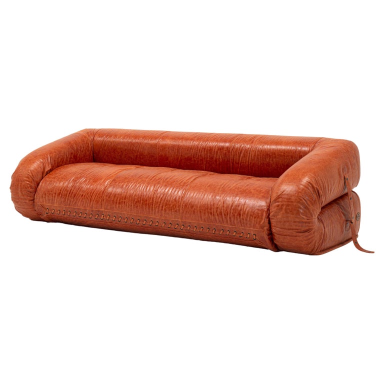 Divano Anfibio pieghevole anni '70 in pelle vintage Becchi