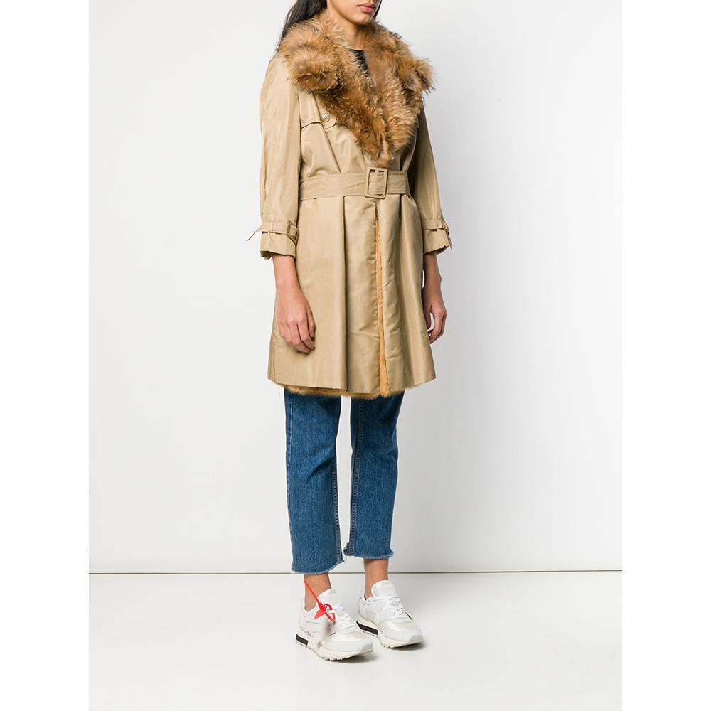 trench coat with fur trim