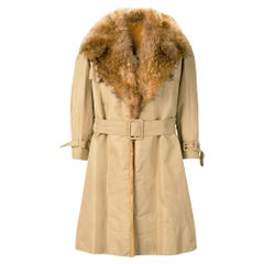 1970s A.N.G.E.L.O. Vintage Cult Beige Fabric and Fox Fur Trench Coat