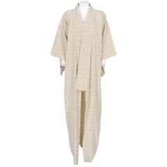 1970s A.N.G.E.L.O. Vintage Cult Beige Japanese Original Long Kimono