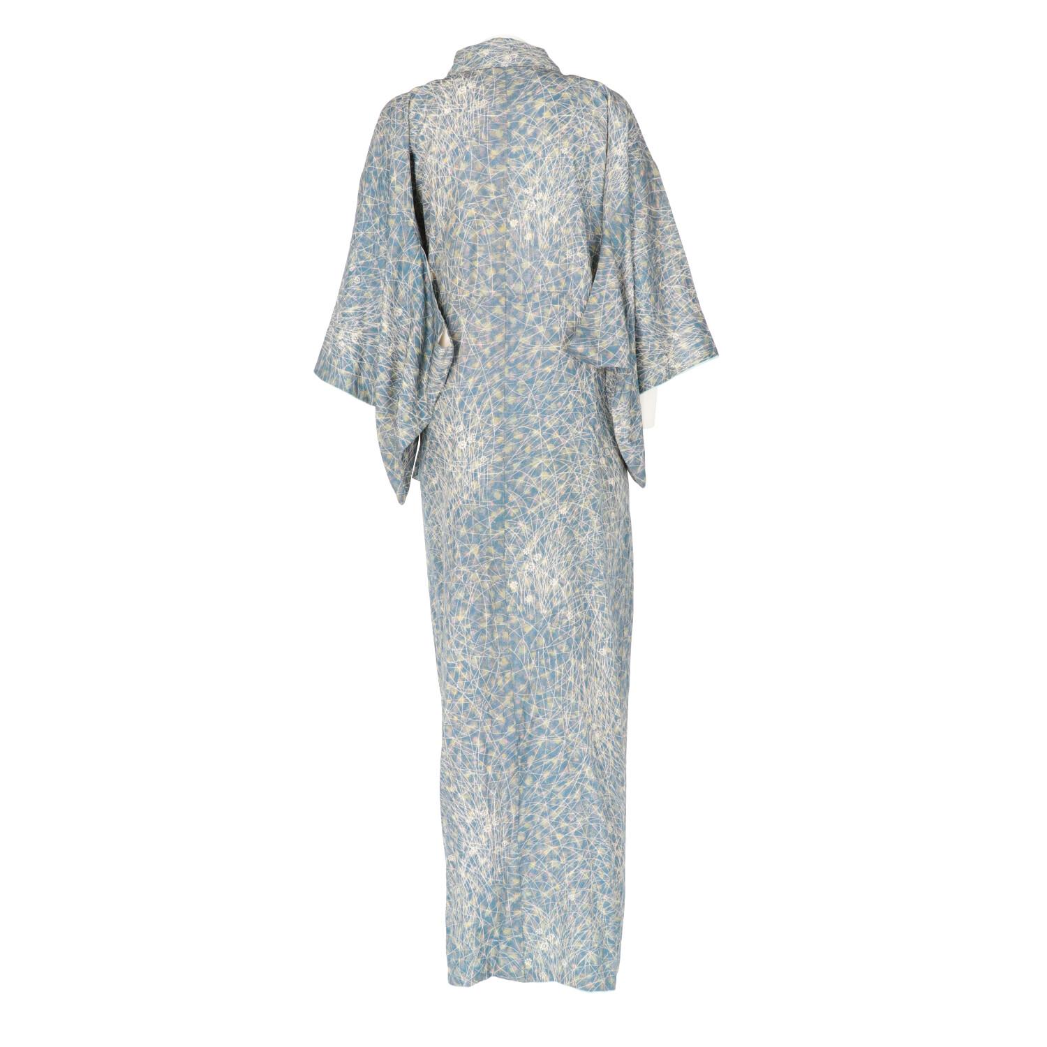 Gray 1970s A.N.G.E.L.O. Vintage Cult Light Blue Long Kimono