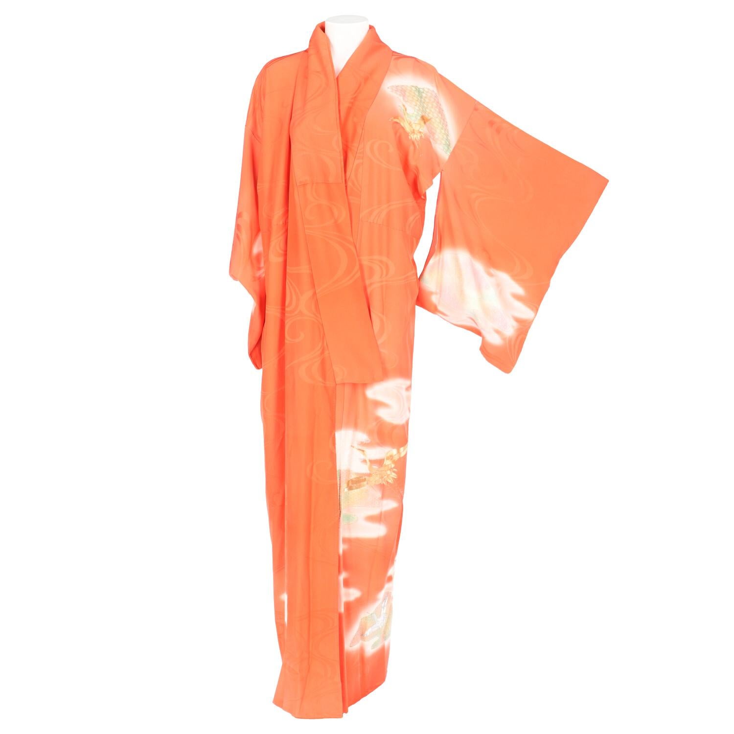 Orange 1970s A.N.G.E.L.O. Vintage Cult Long Kimono