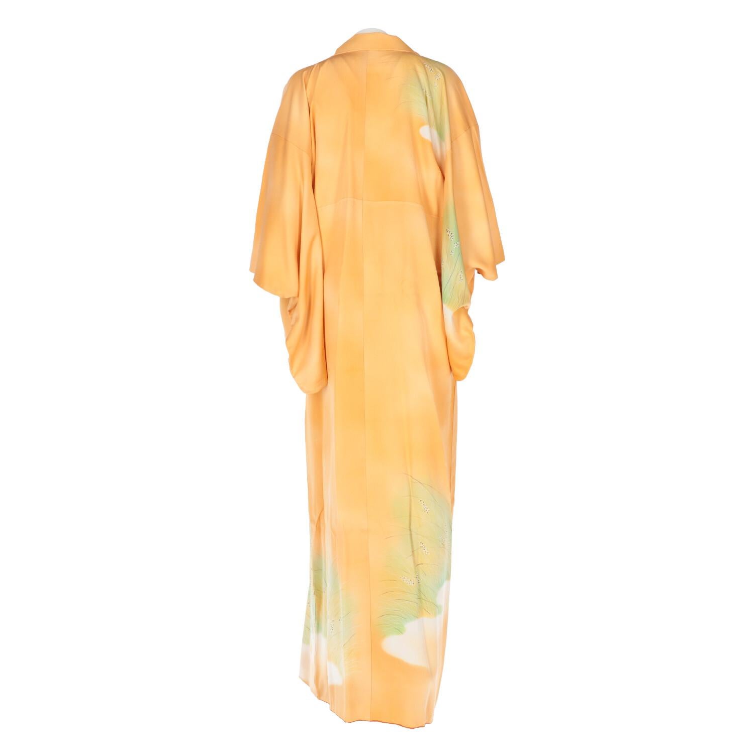 1970s A.N.G.E.L.O. Vintage Cult pastel colored silk Japanese Kimono In Excellent Condition For Sale In Lugo (RA), IT