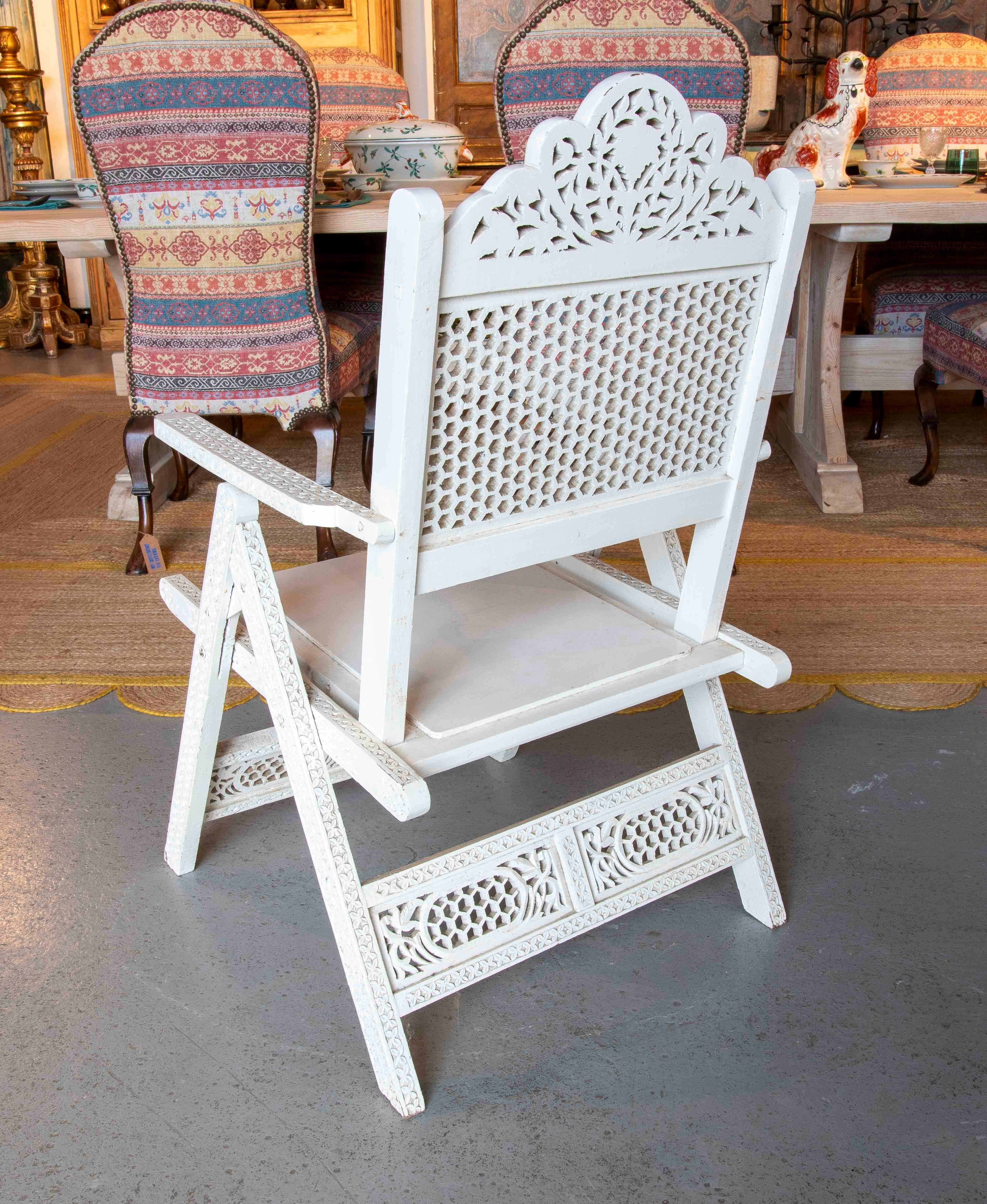 1970s Anglo-Indian Folding Chair with Bone Inlay For Sale 2