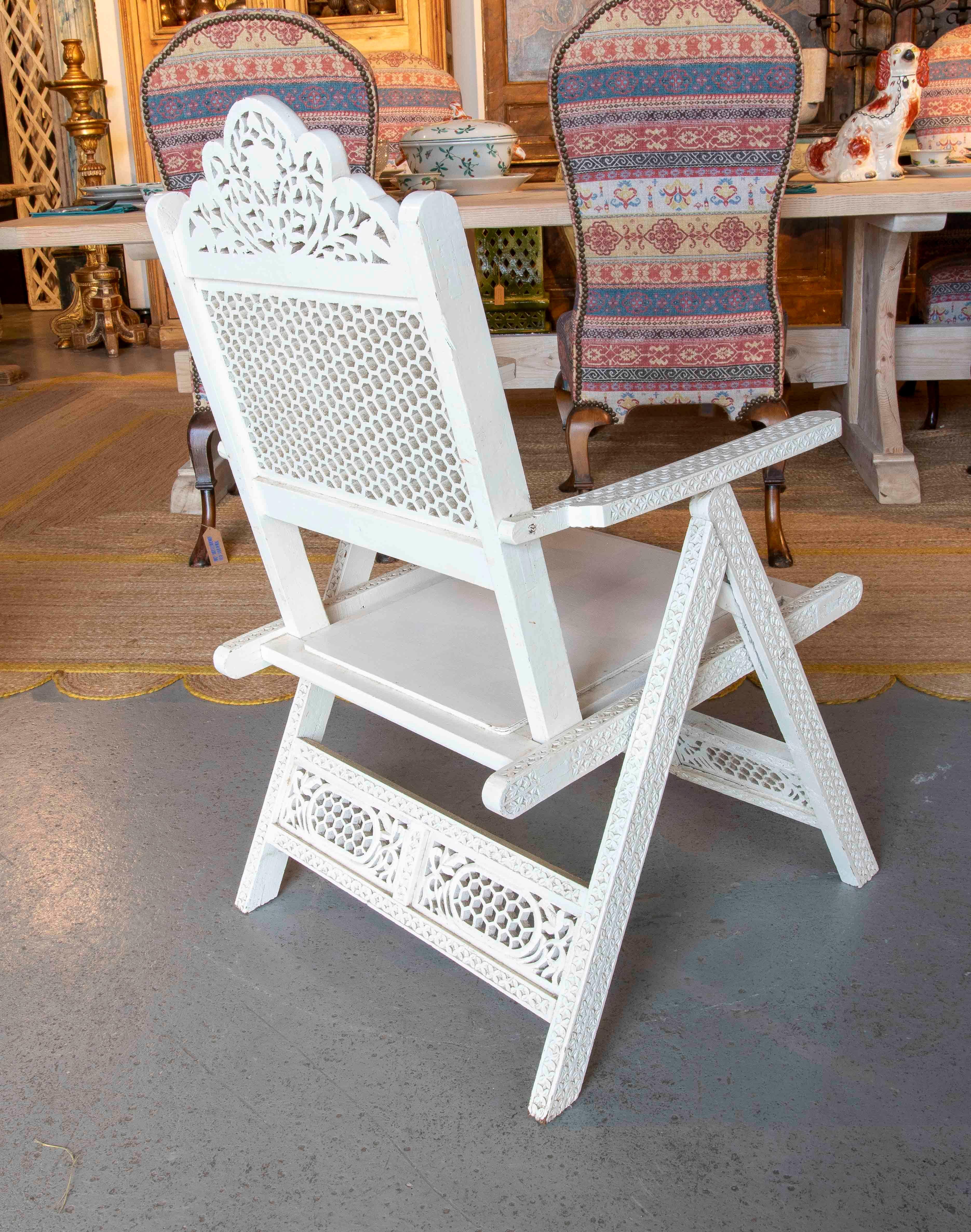 1970s Anglo-Indian Folding Chair with Bone Inlay For Sale 3