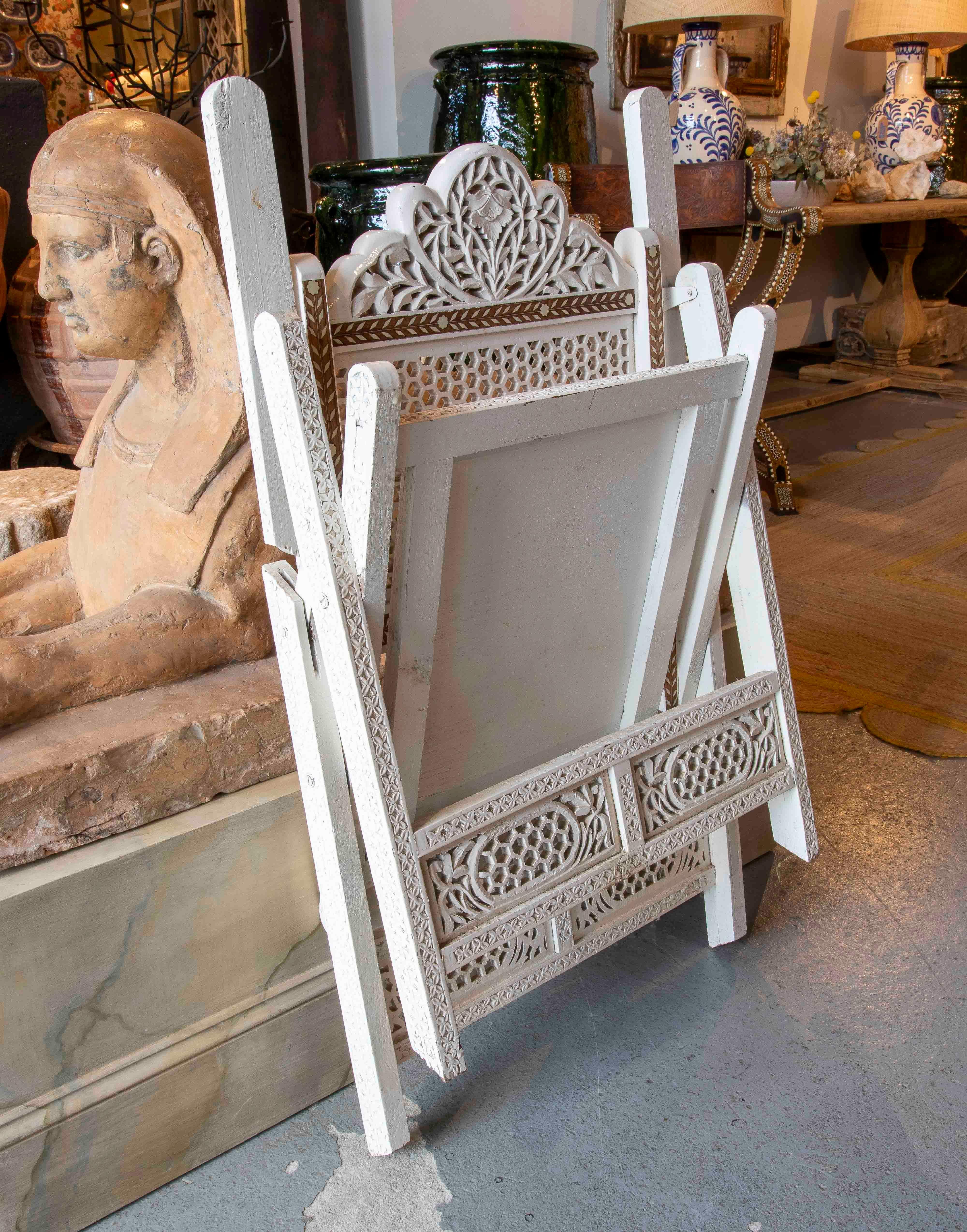 1970s Anglo-Indian Folding Chair with Bone Inlay For Sale 4