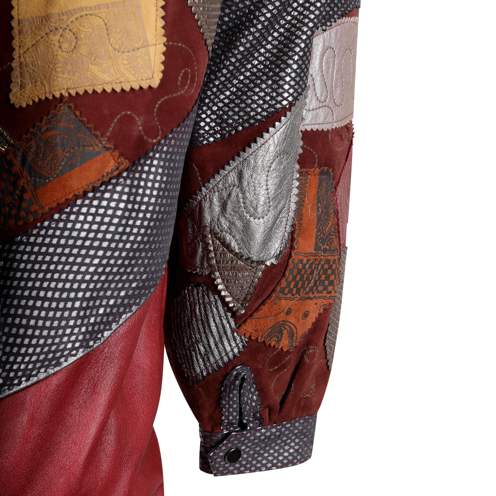 Ann Buck - Combinaison patchwork en daim et cuir des années 1970 Excellent état - En vente à London, GB