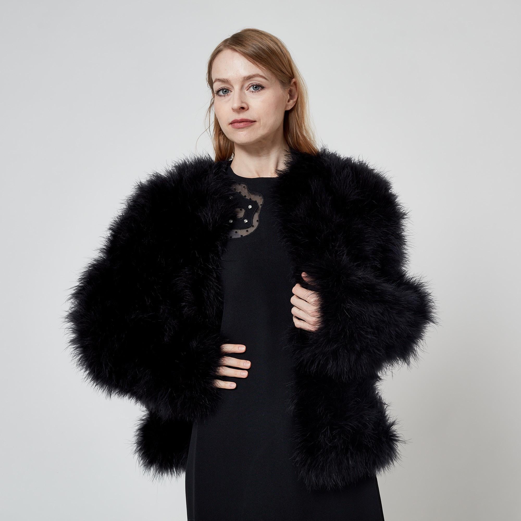 Giacca in piume di marabù Ann Green degli anni '70 in vendita 2