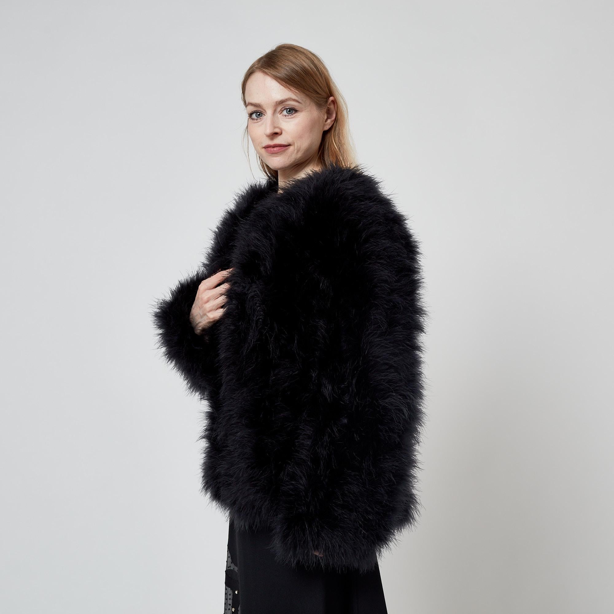 Giacca in piume di marabù Ann Green degli anni '70 in vendita 3