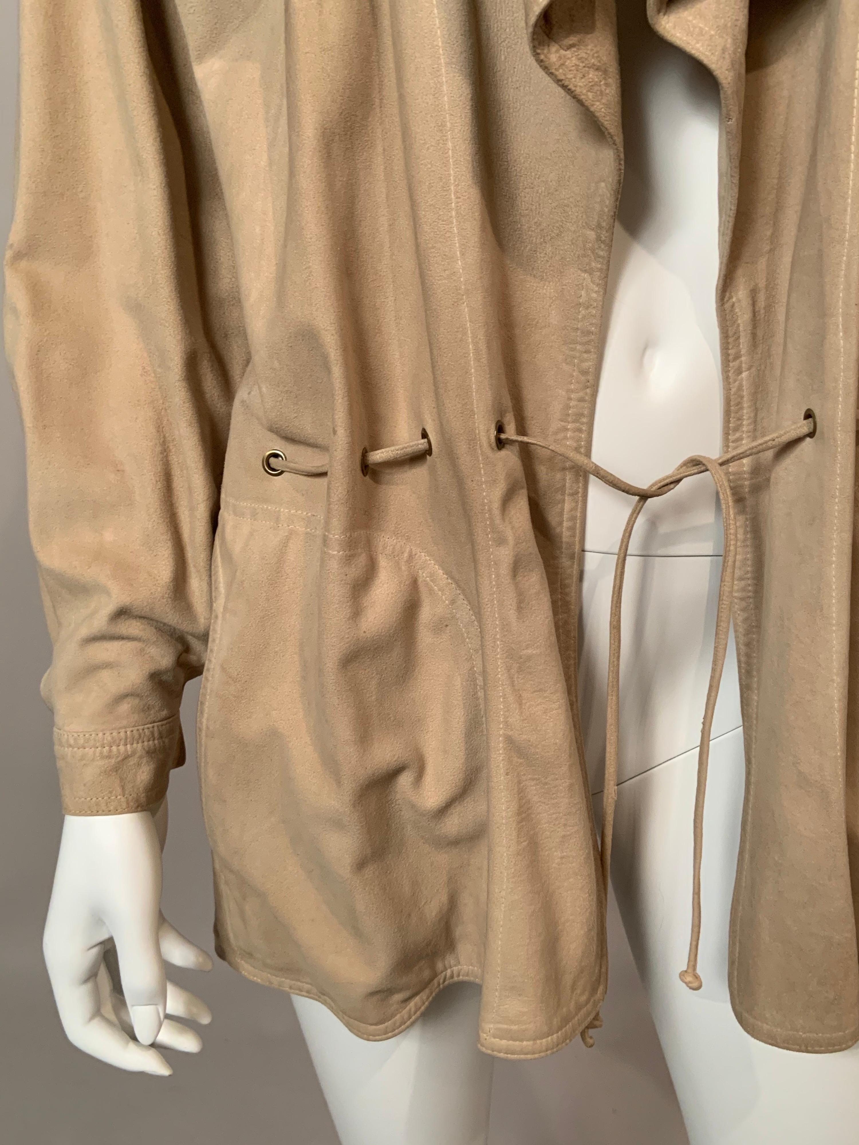 1970's Anne Klein Pale Beige Chamois Suede Jacket with Hood  7