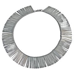 Collana con frange in argento di Anton Michelsen, Danimarca, Scandinavia, Modernista, anni '70.
