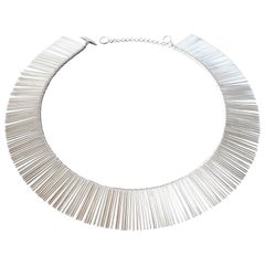 1970s Anton Michelsen Denmark Scandinavian Modernist Silver Fringe Necklace