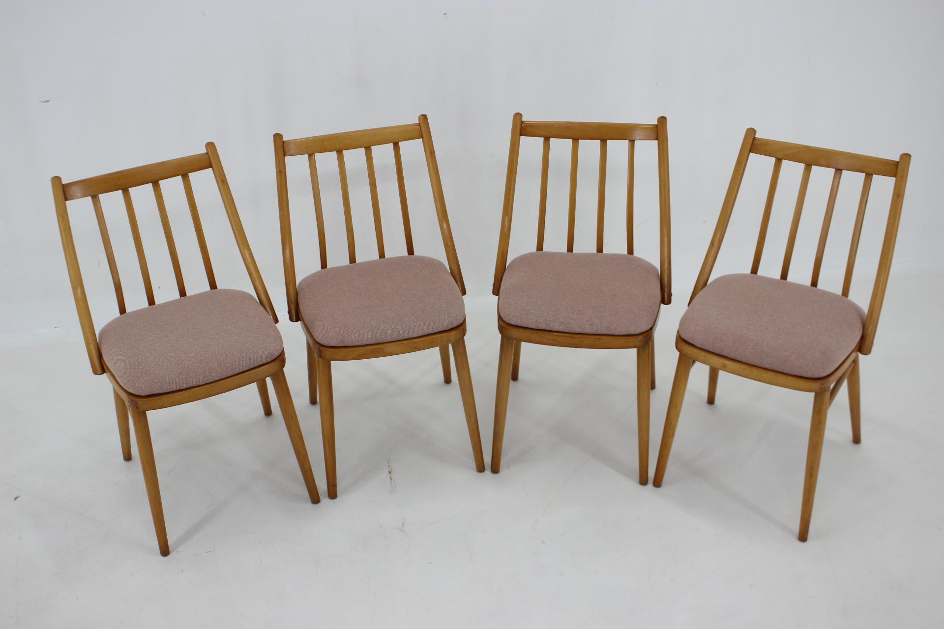 Czech 1970s Antonin Suman Beech Dining Chairs, Set of 4 For Sale