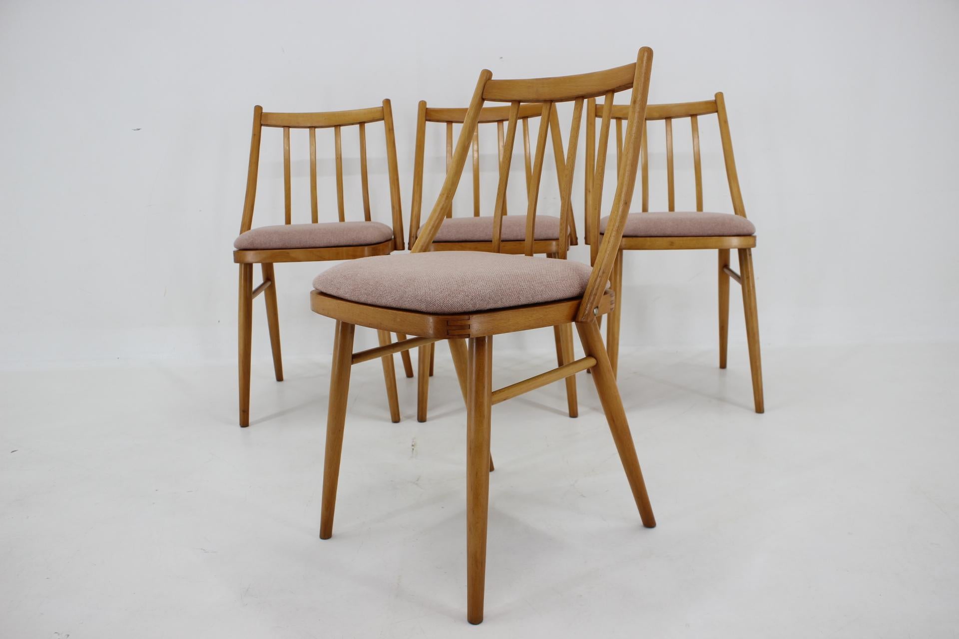 Mid-20th Century 1970s Antonin Suman Beech Dining Chairs, Set of 4 For Sale