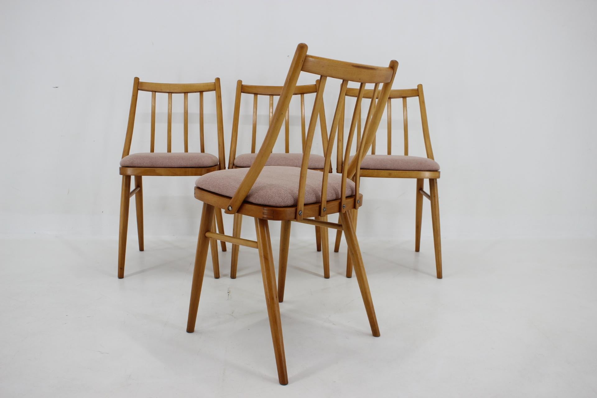 1970s Antonin Suman Beech Dining Chairs, Set of 4 For Sale 1