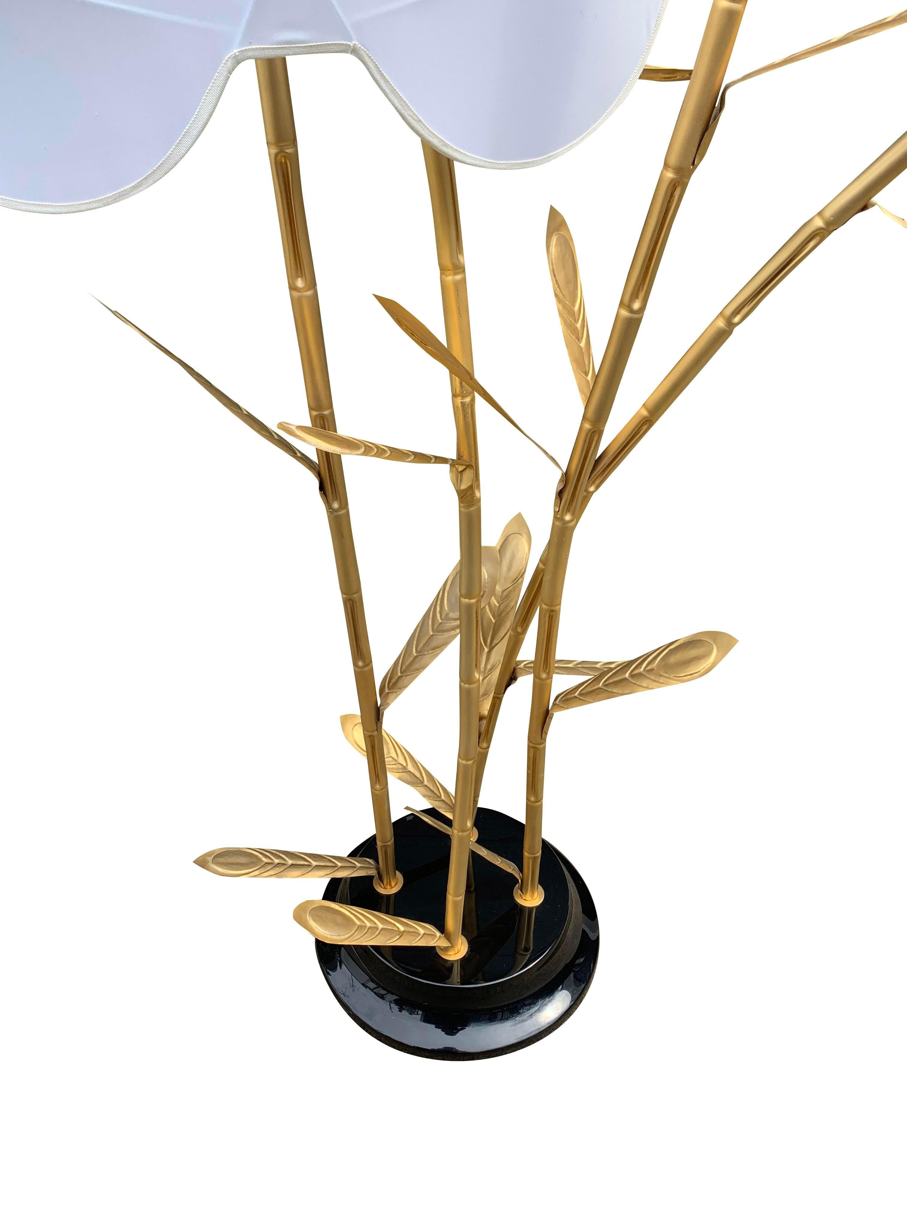 1970s Antonio Pavia Modern Brass Palm Floor Lamp In Good Condition In Saddle River, NJ