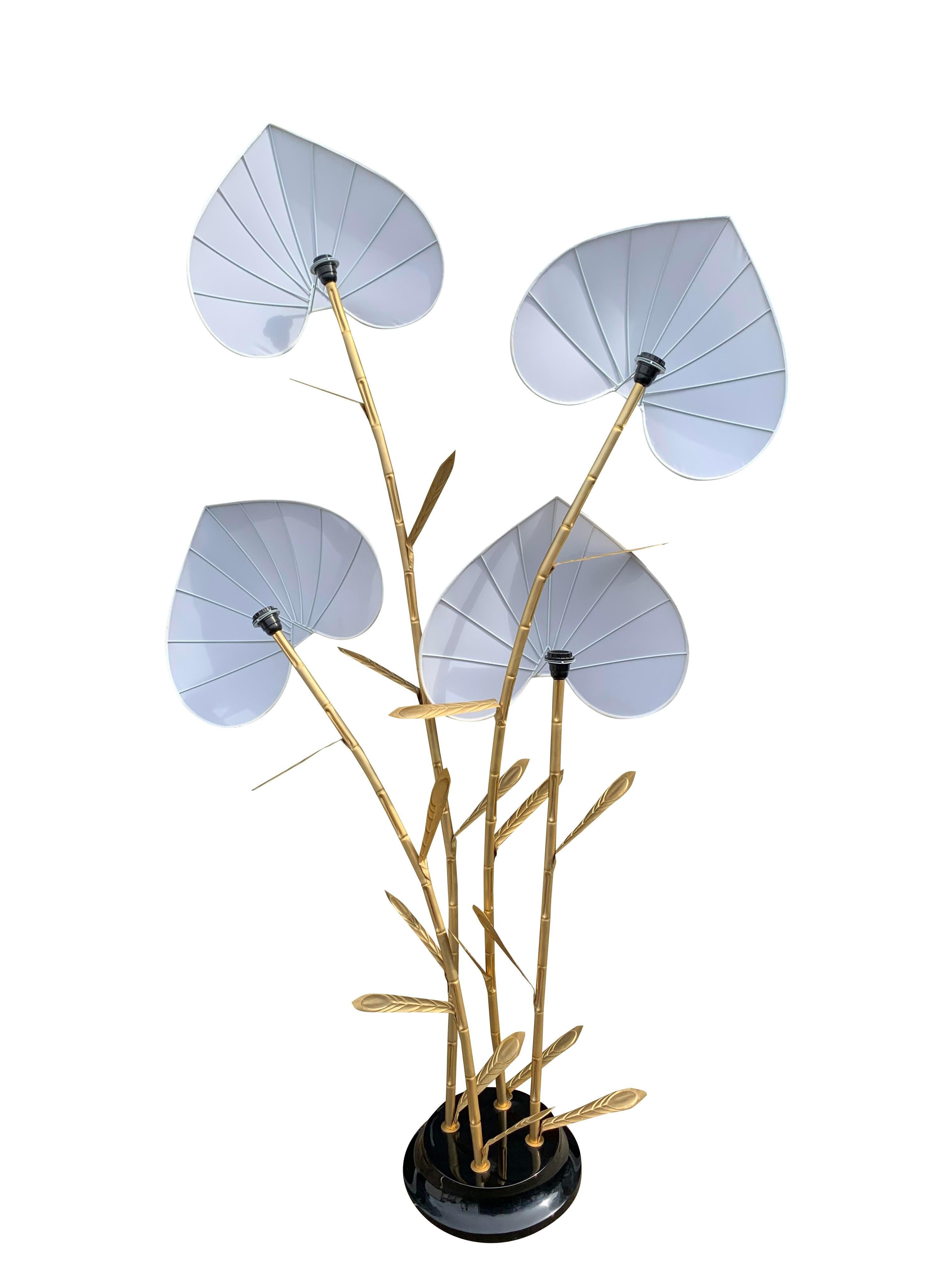 1970s Antonio Pavia Modern Brass Palm Floor Lamp 1