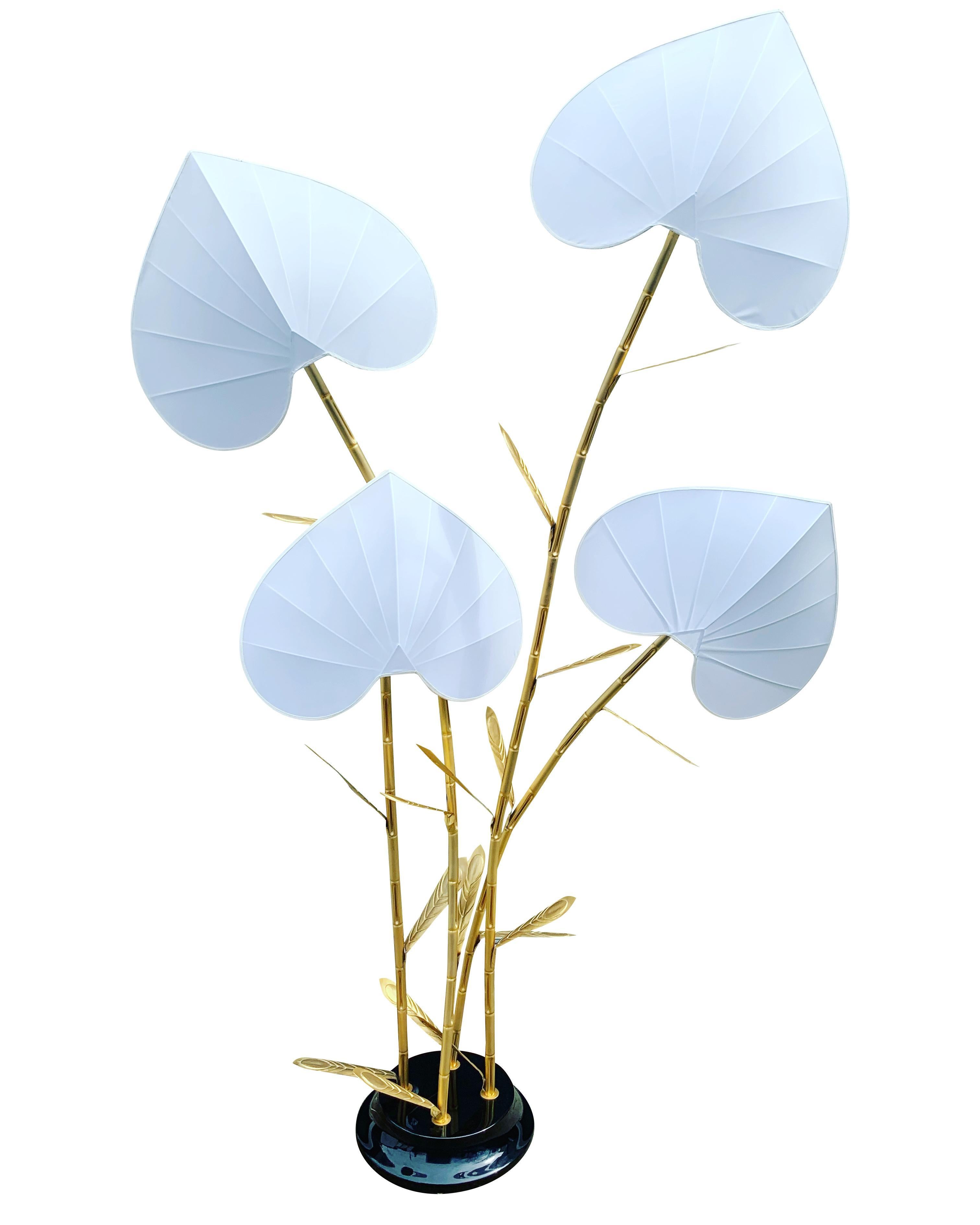 1970s Antonio Pavia Modern Brass Palm Floor Lamp 4