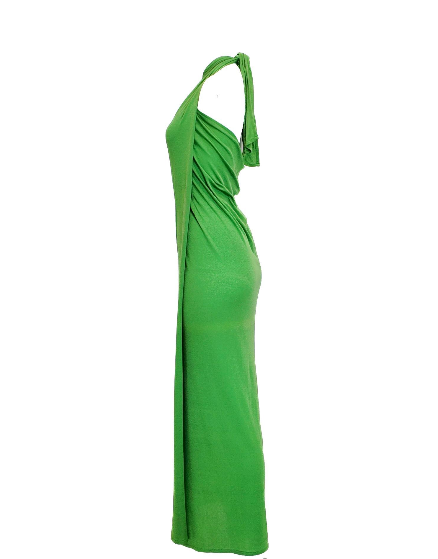 Verde Abito a portafoglio in jersey color verde mela anni '70 con cintura inclusa in vendita