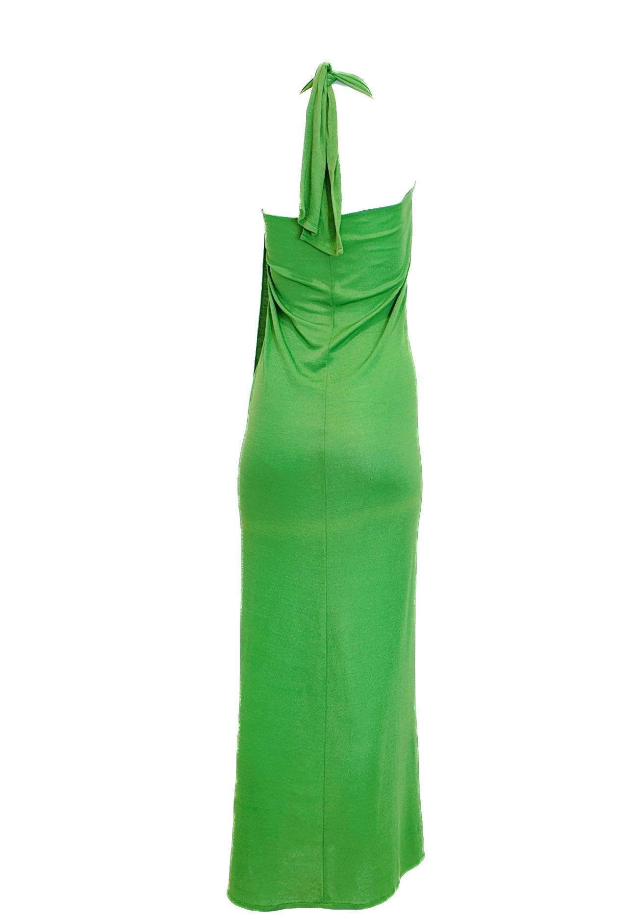 Abito a portafoglio in jersey color verde mela anni '70 con cintura inclusa in vendita 3