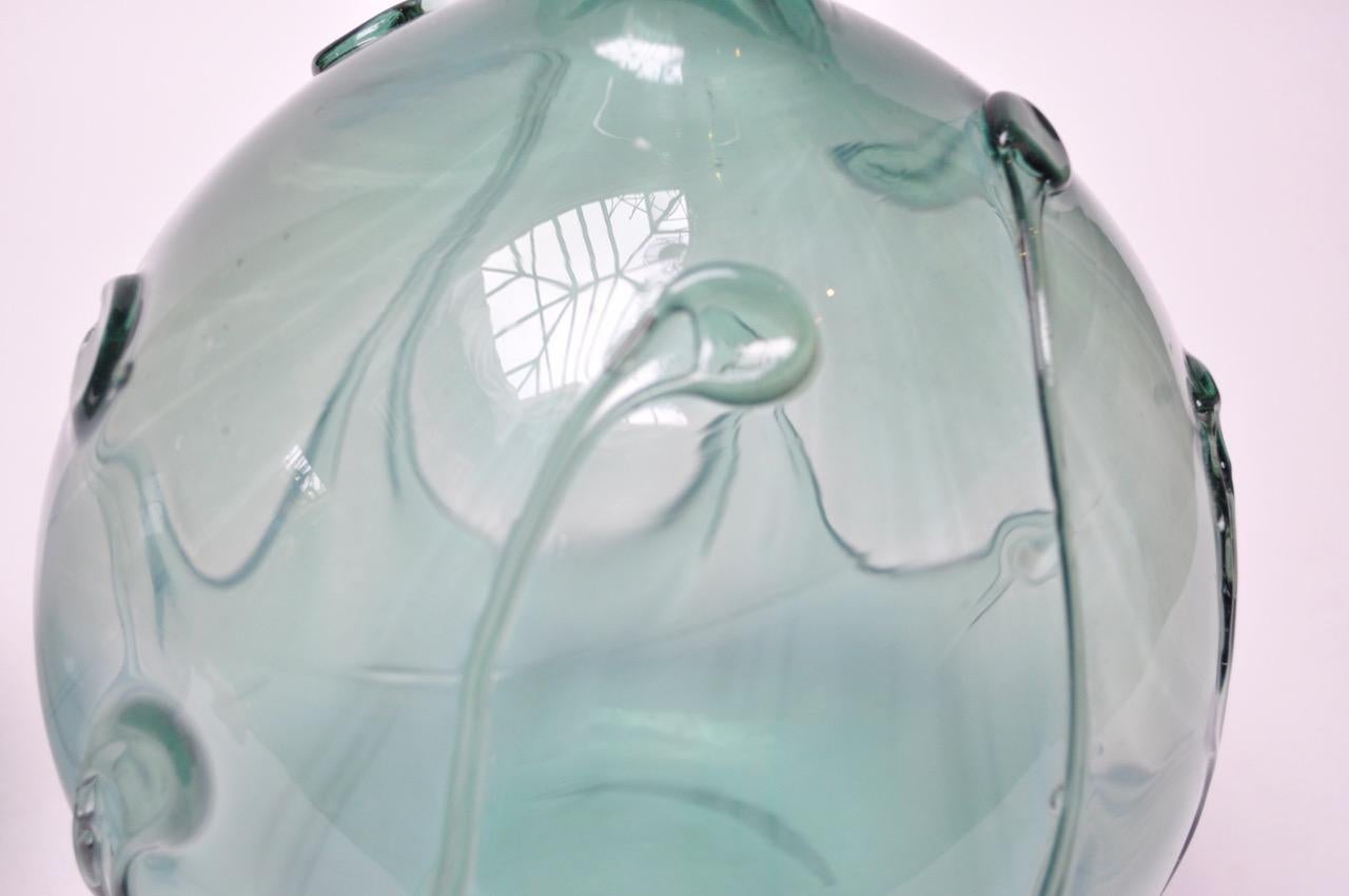 1970s Aqua Tone 'Lily Pad' Art Glass Lamp by Richard Harkness For Sale 3
