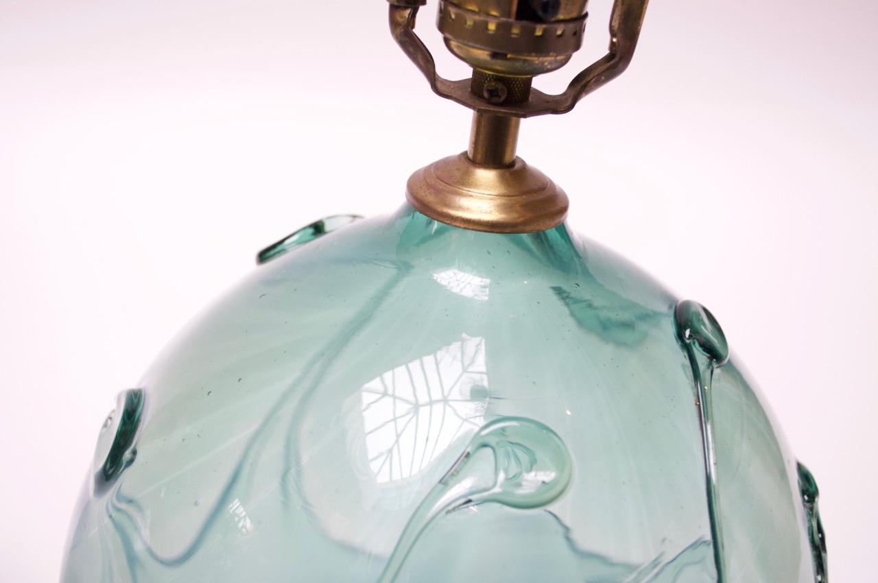 1970s Aqua Tone 'Lily Pad' Art Glass Lamp by Richard Harkness For Sale 4