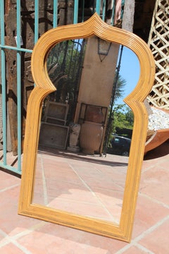 1970s Arabian Arched Bamboo Mirror