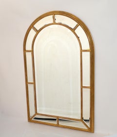 1970s Arch Shaped Italian Firenze Beveled Glass Wall Mirror with Gilt Wood Frame