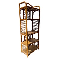 1970s Arched Rattan Cane Display Shelf  Etageres