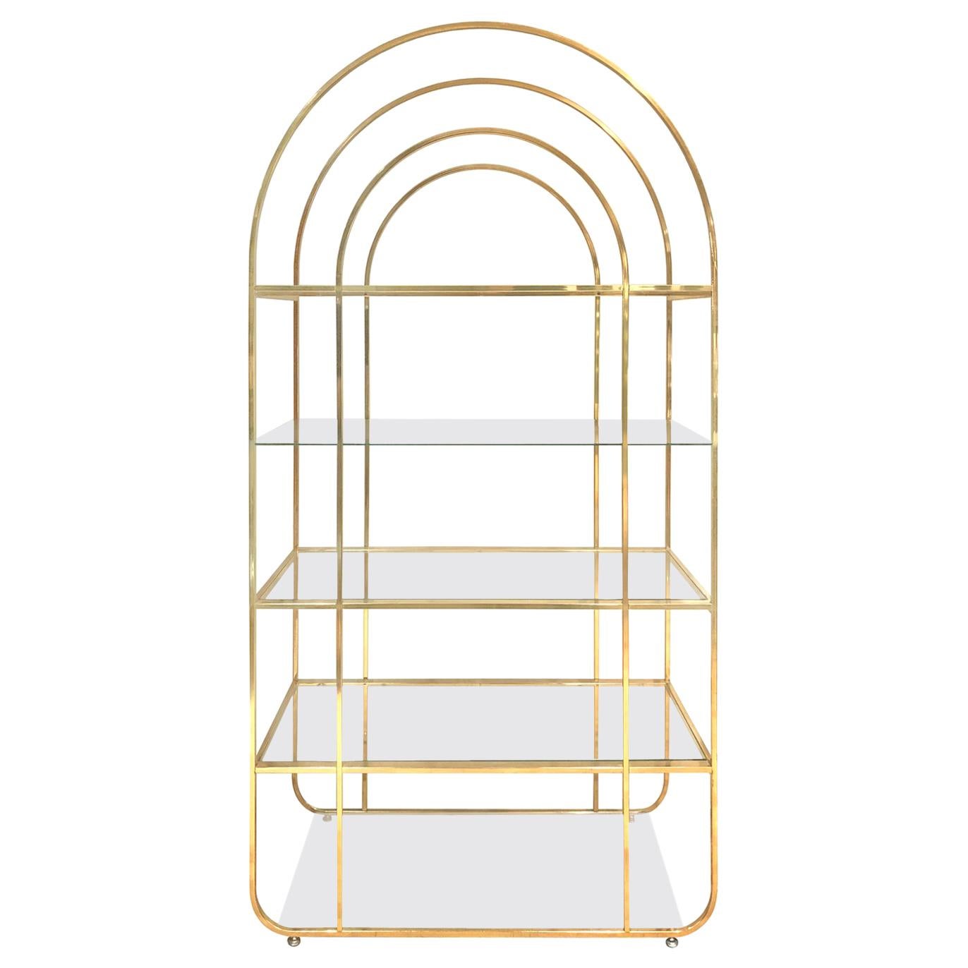 1970s Arched Top Brass Étagère