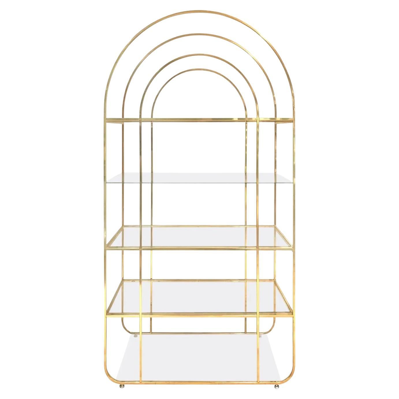 1970s Arched Top Brass Étagère
