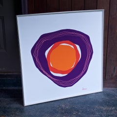 1970s Archer Pop Art Silkscreen for Harris Strong Mid-Century Blue Circle