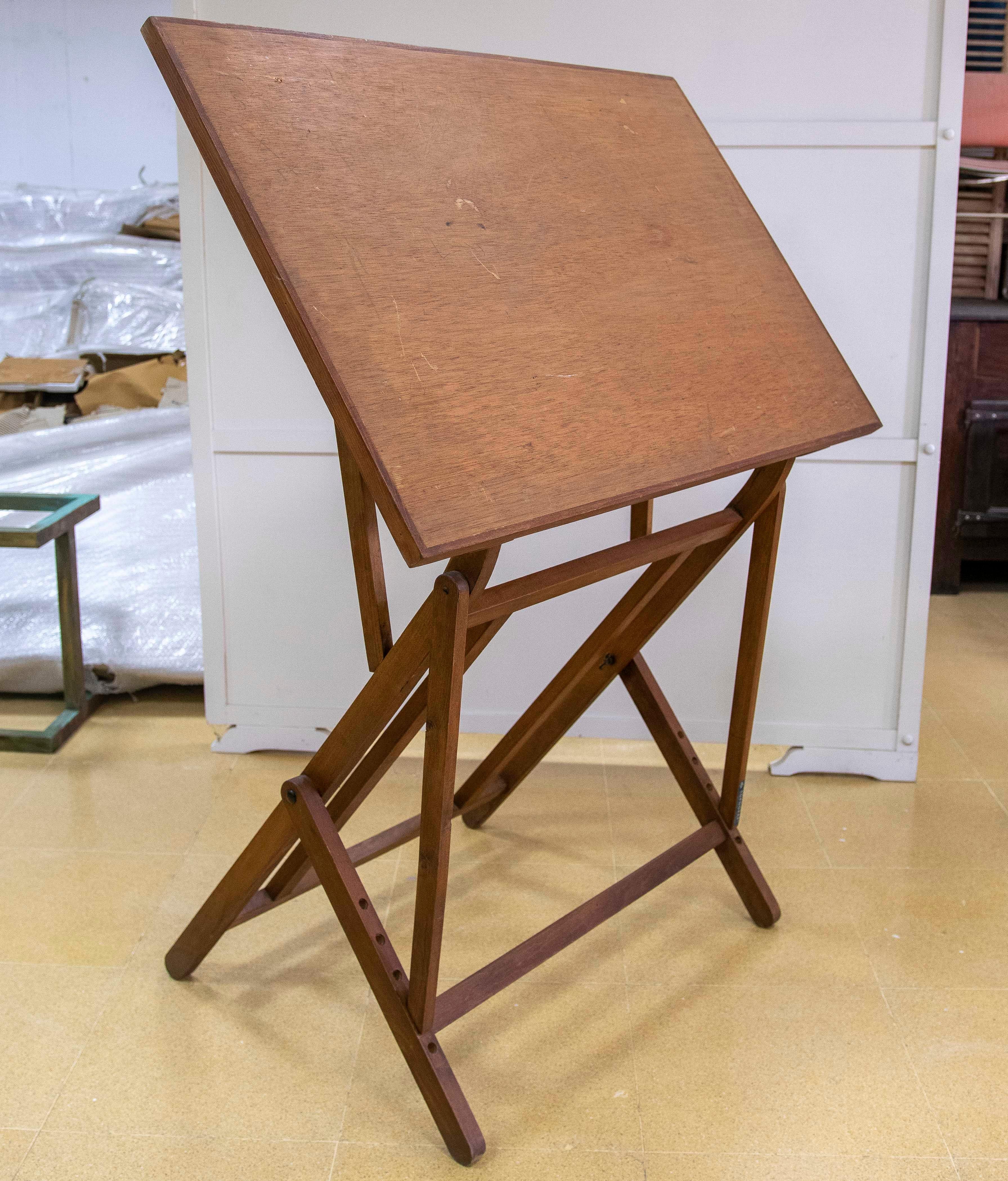 20th Century 1970s Architect's Wooden Folding Table For Sale