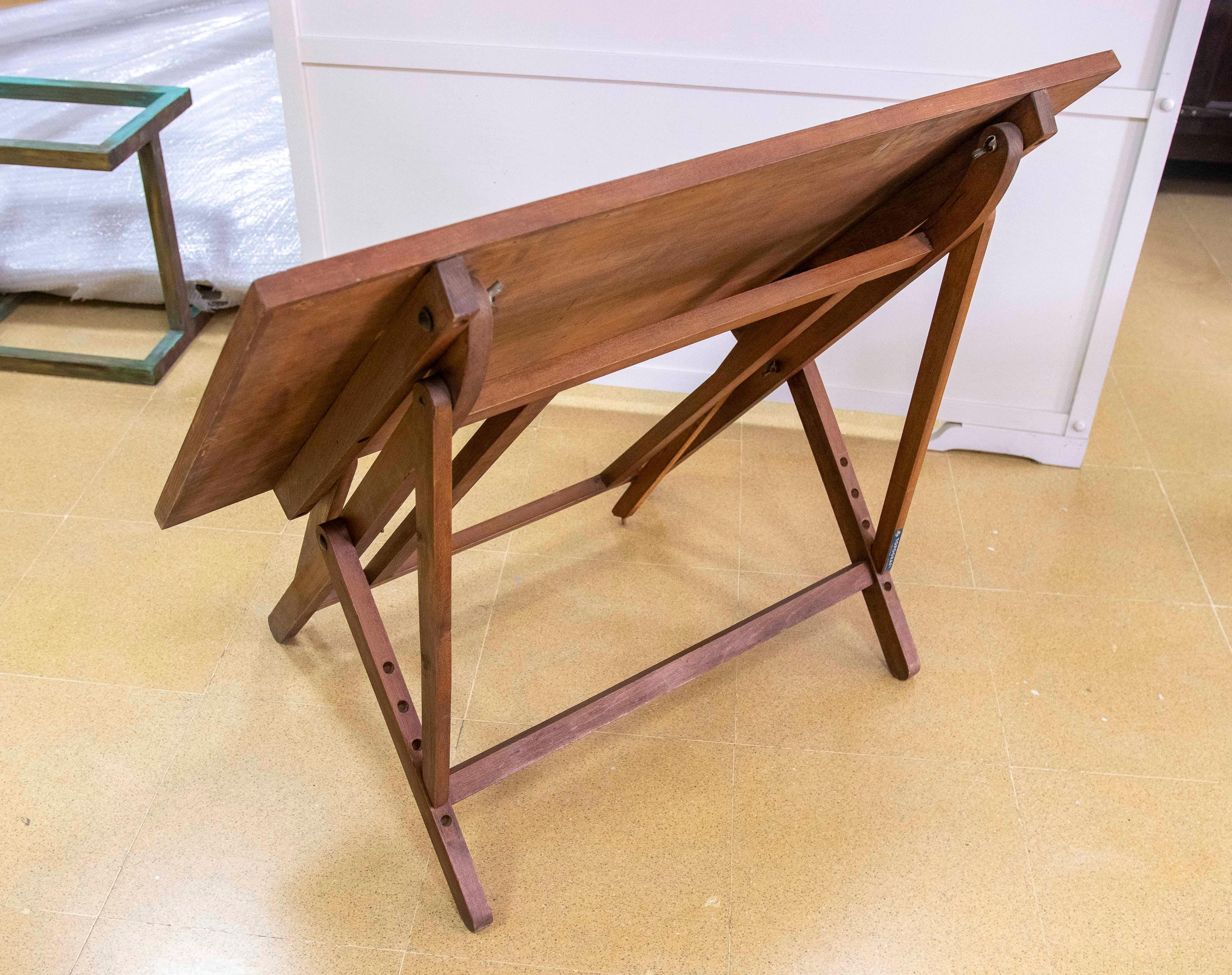 1970s Architect's Wooden Folding Table For Sale 1