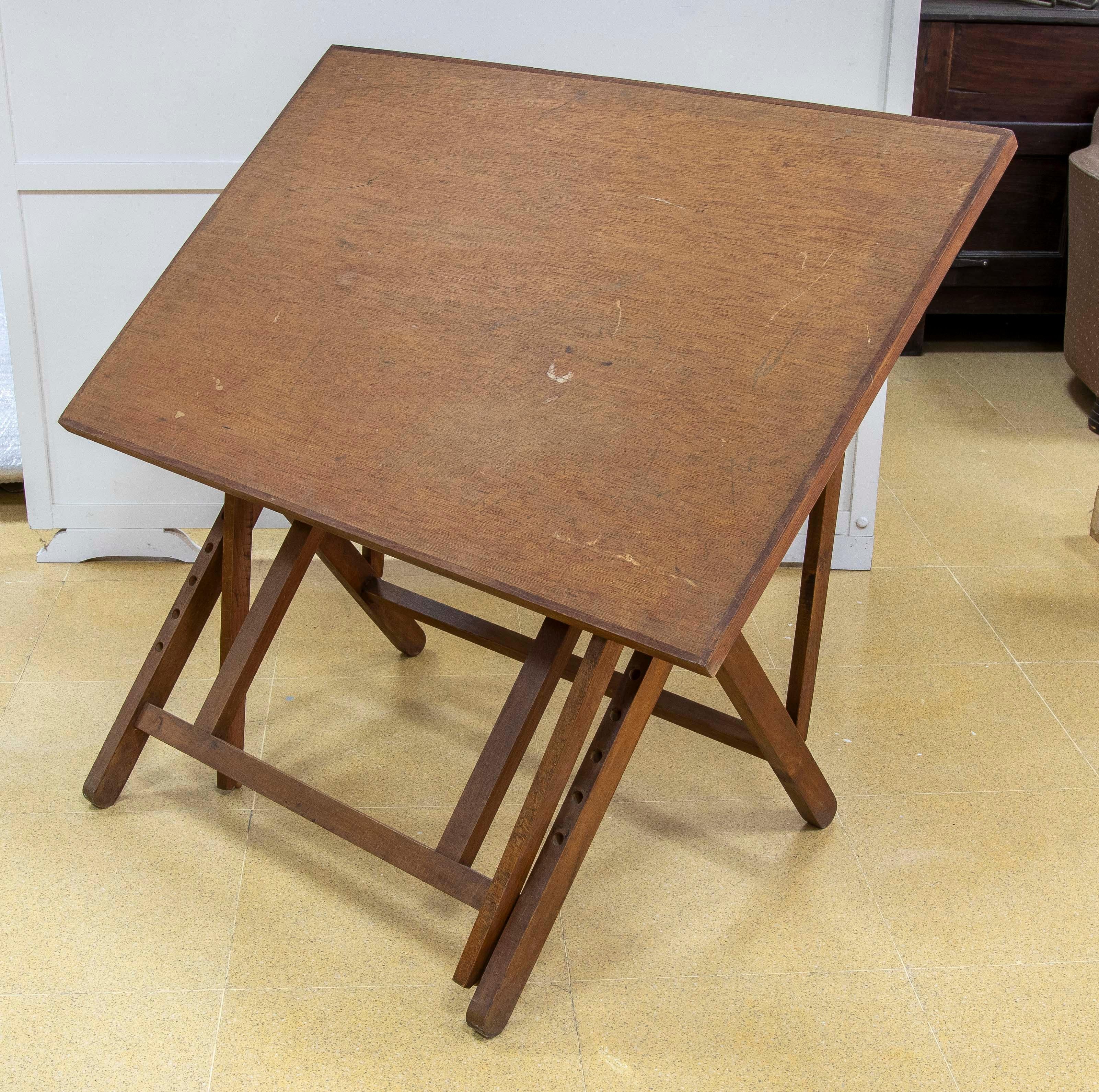 1970s Architect's Wooden Folding Table For Sale 2