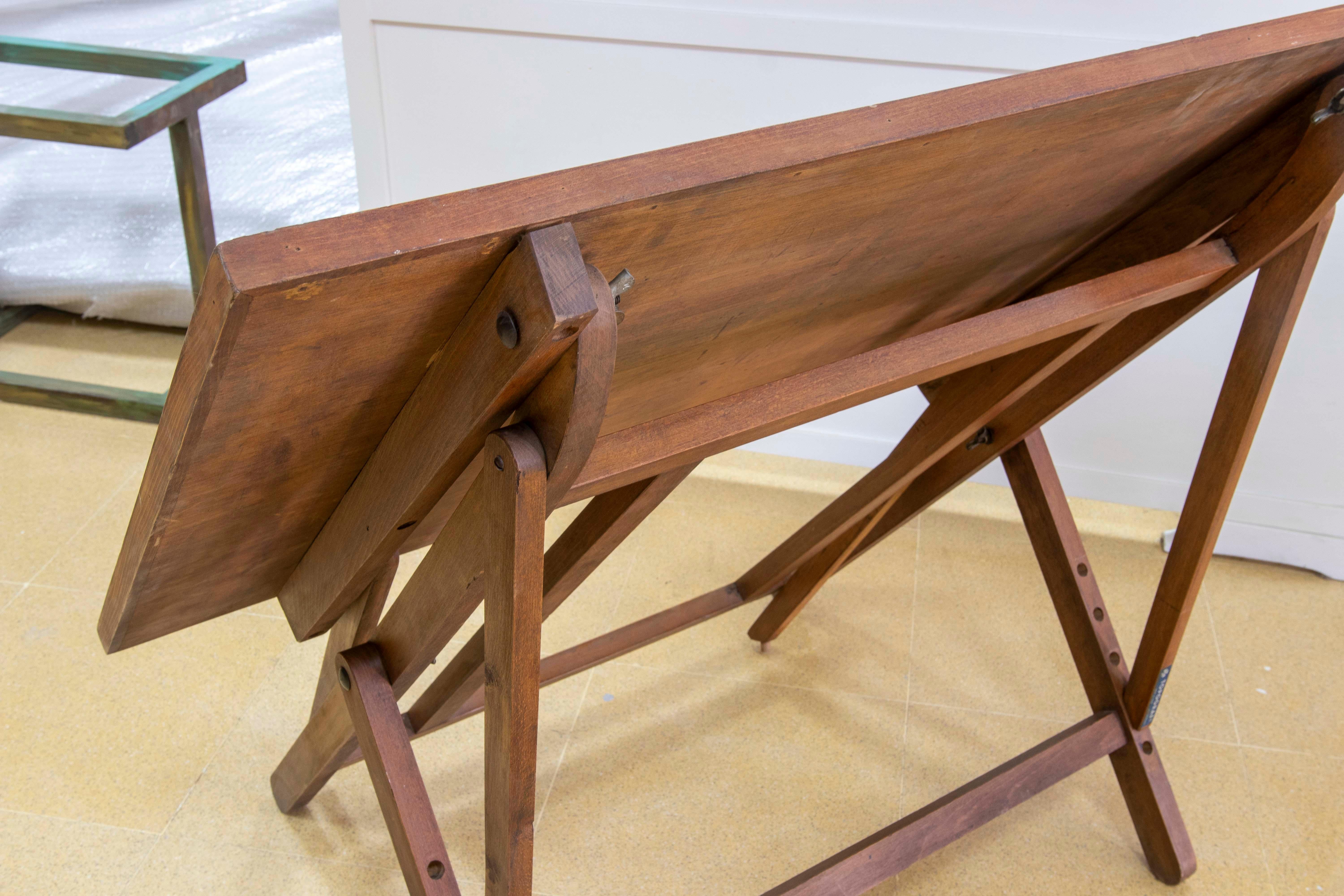 1970s Architect's Wooden Folding Table For Sale 3