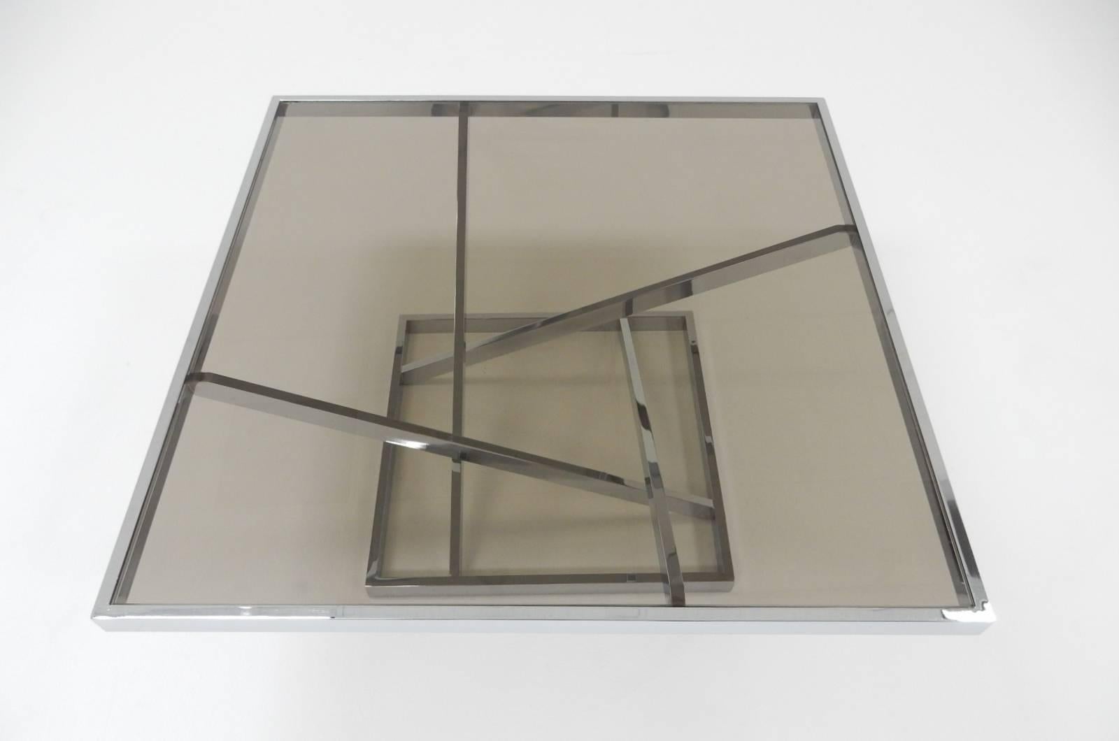 Mid-Century Modern DIA Architectural Chrome & Glass Coffee Table