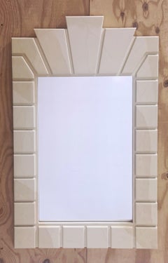 1970s Architectural Goatskin Lacquer Mirror, Style of Karl Springer