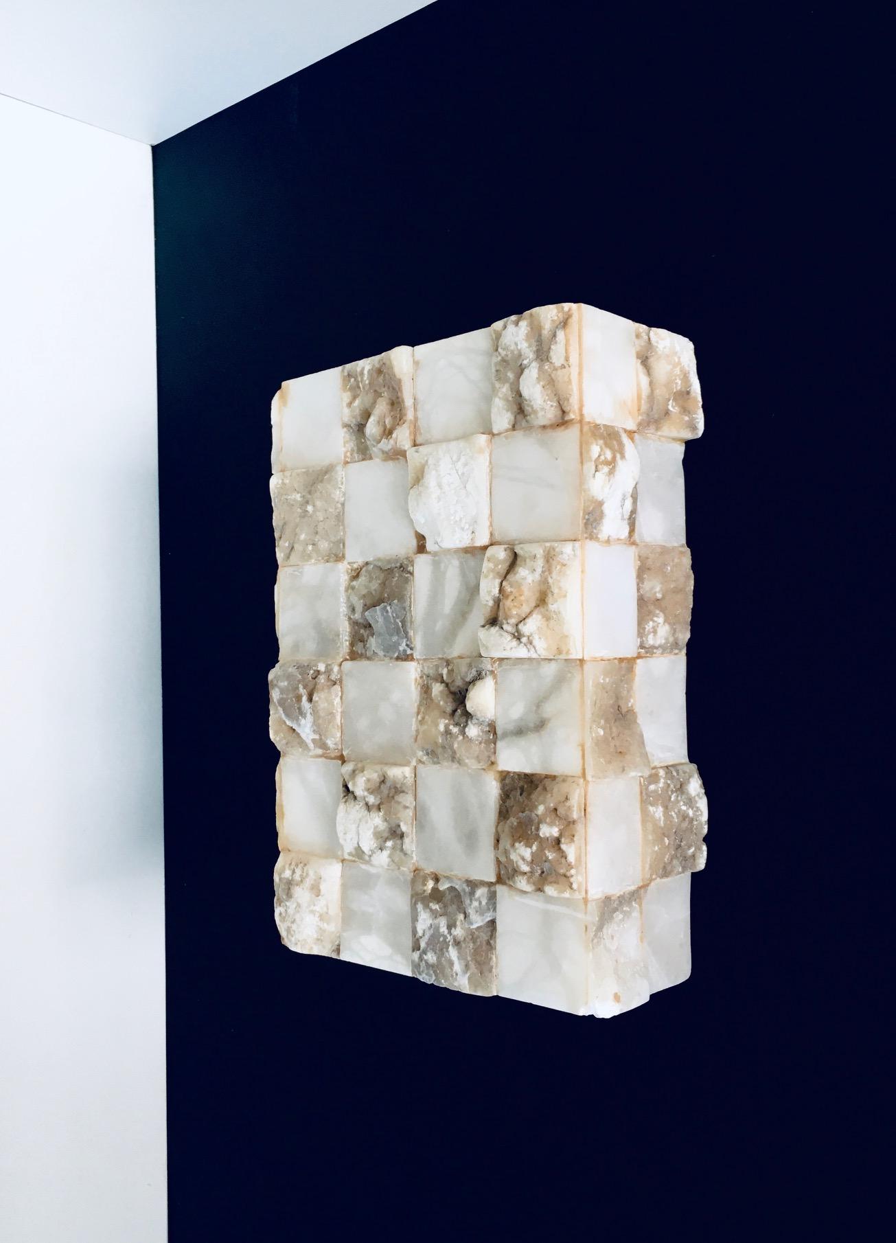 1970's Architectural Italian Design Onyx Sconce Wall Lamp 1 For Sale 1