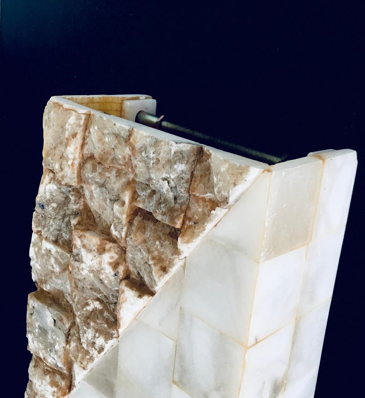 1970's Architectural Italian Design Onyx Sconce Wall Lamp 2 For Sale 5