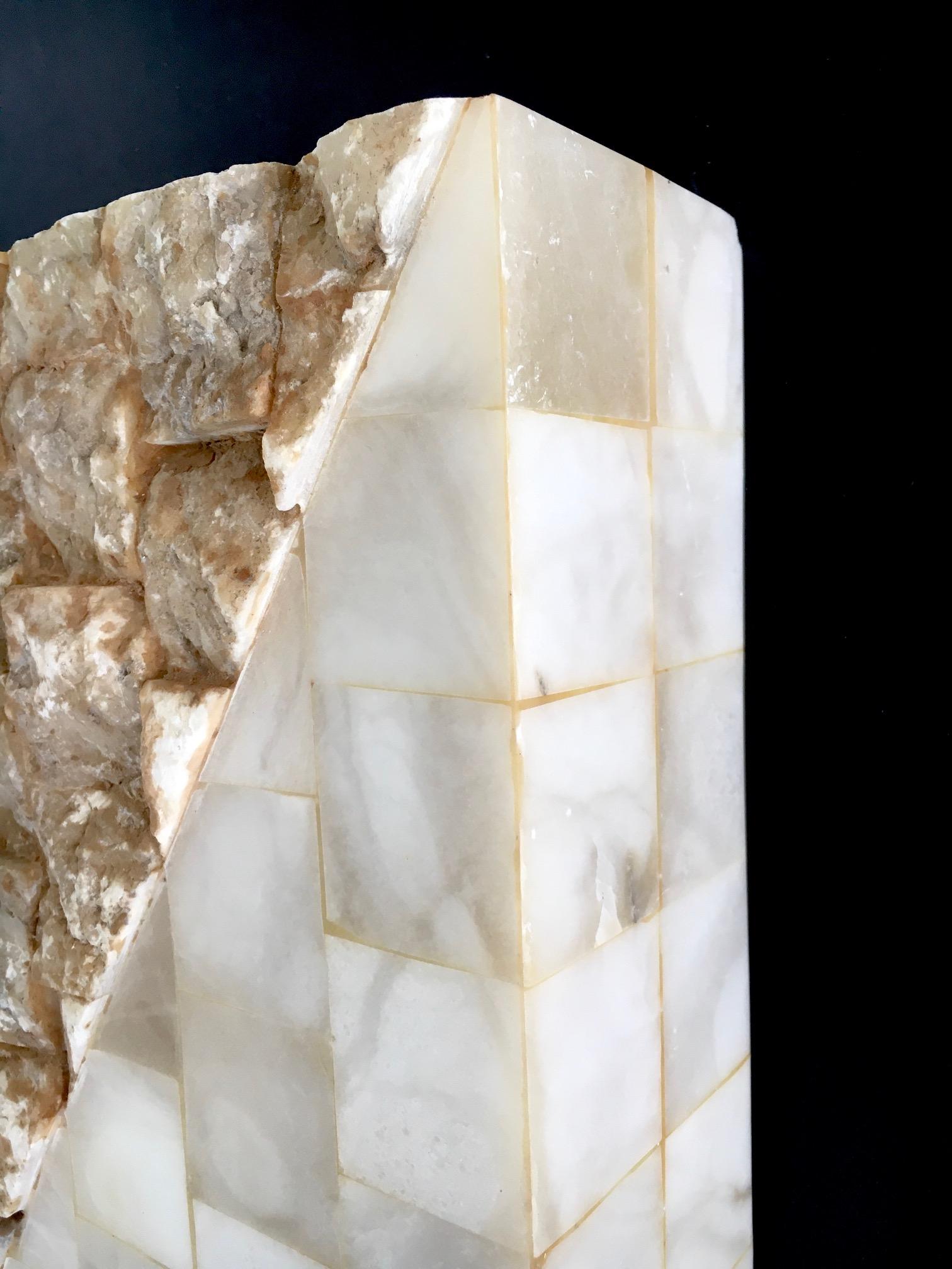 1970's Architectural Italian Design Onyx Sconce Wall Lamp 2 For Sale 10