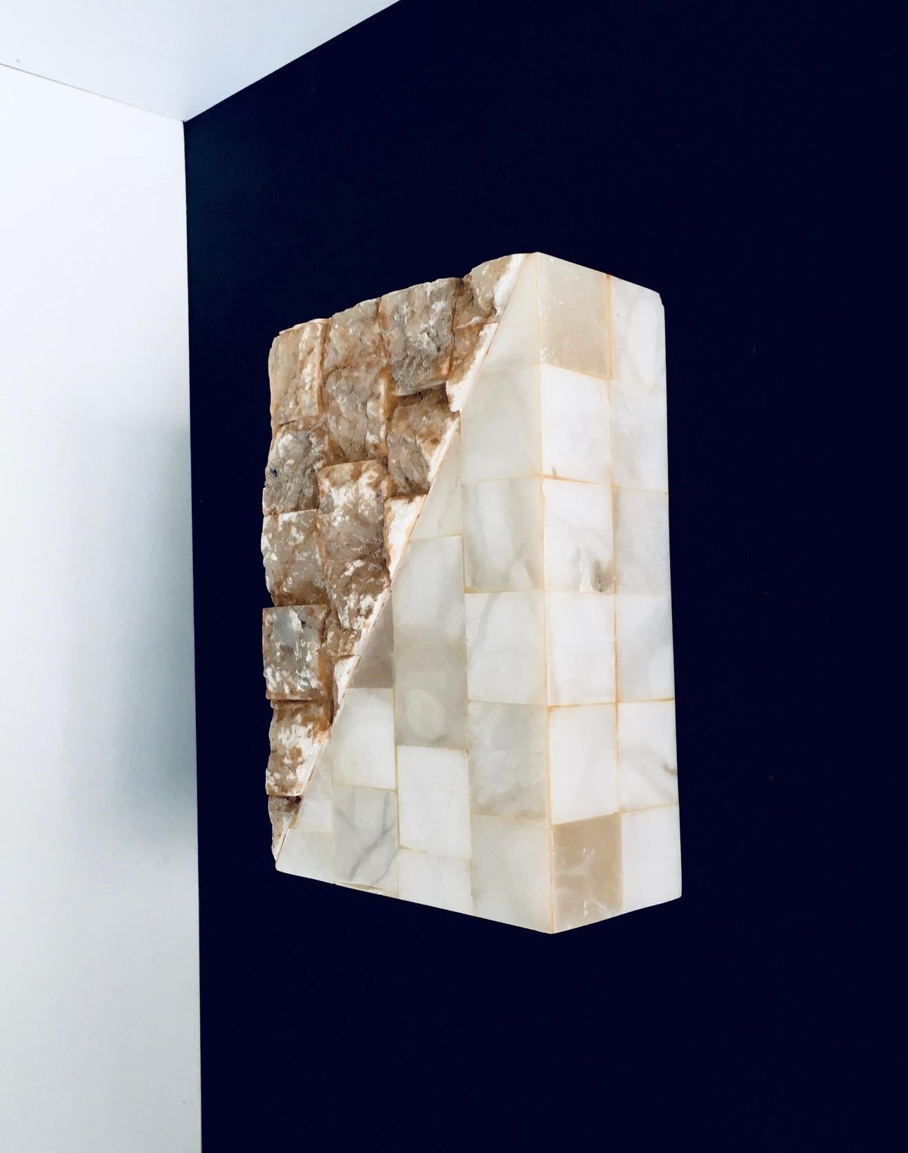 Late 20th Century 1970's Architectural Italian Design Onyx Sconce Wall Lamp 2 For Sale