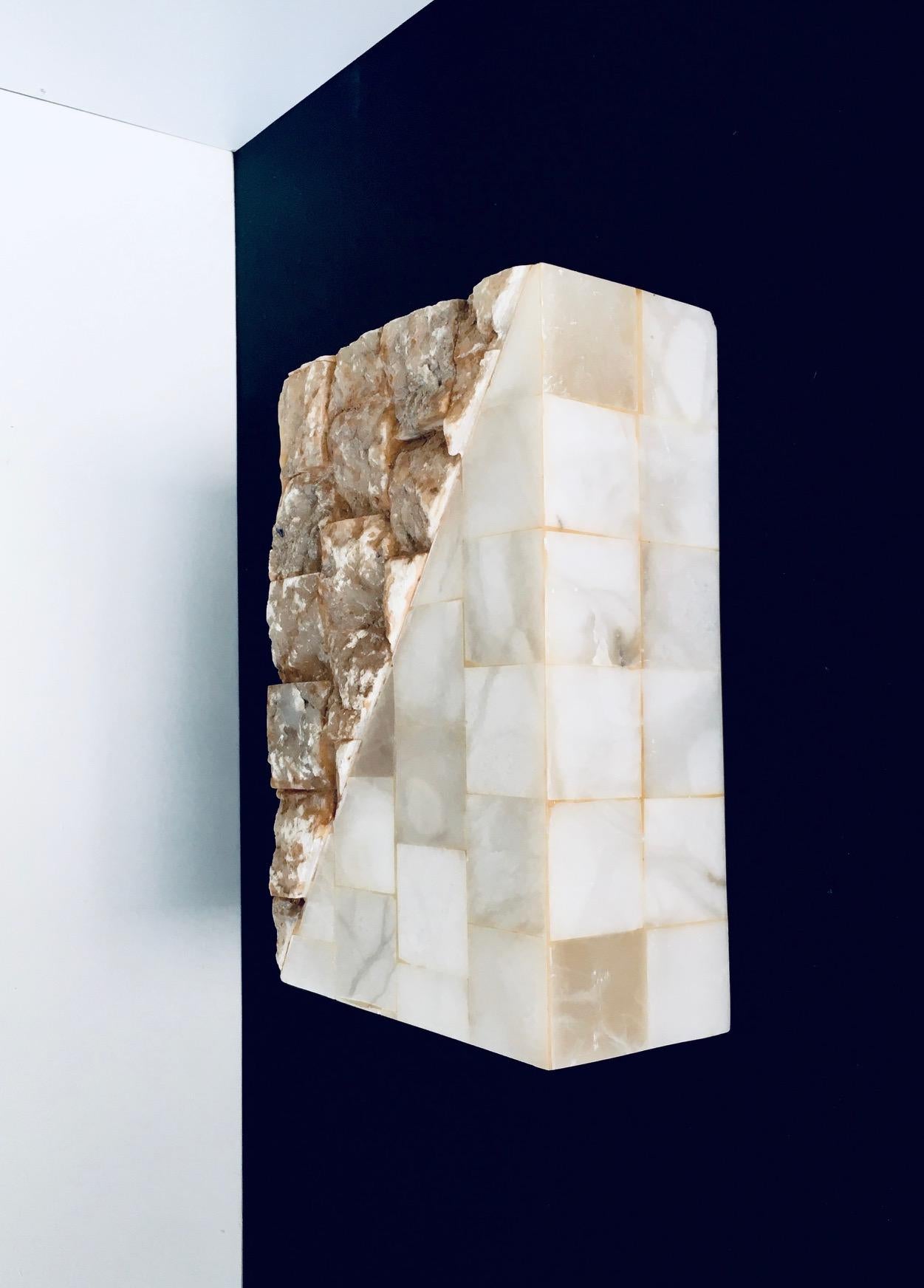 1970's Architectural Italian Design Onyx Sconce Wall Lamp 2 For Sale 1