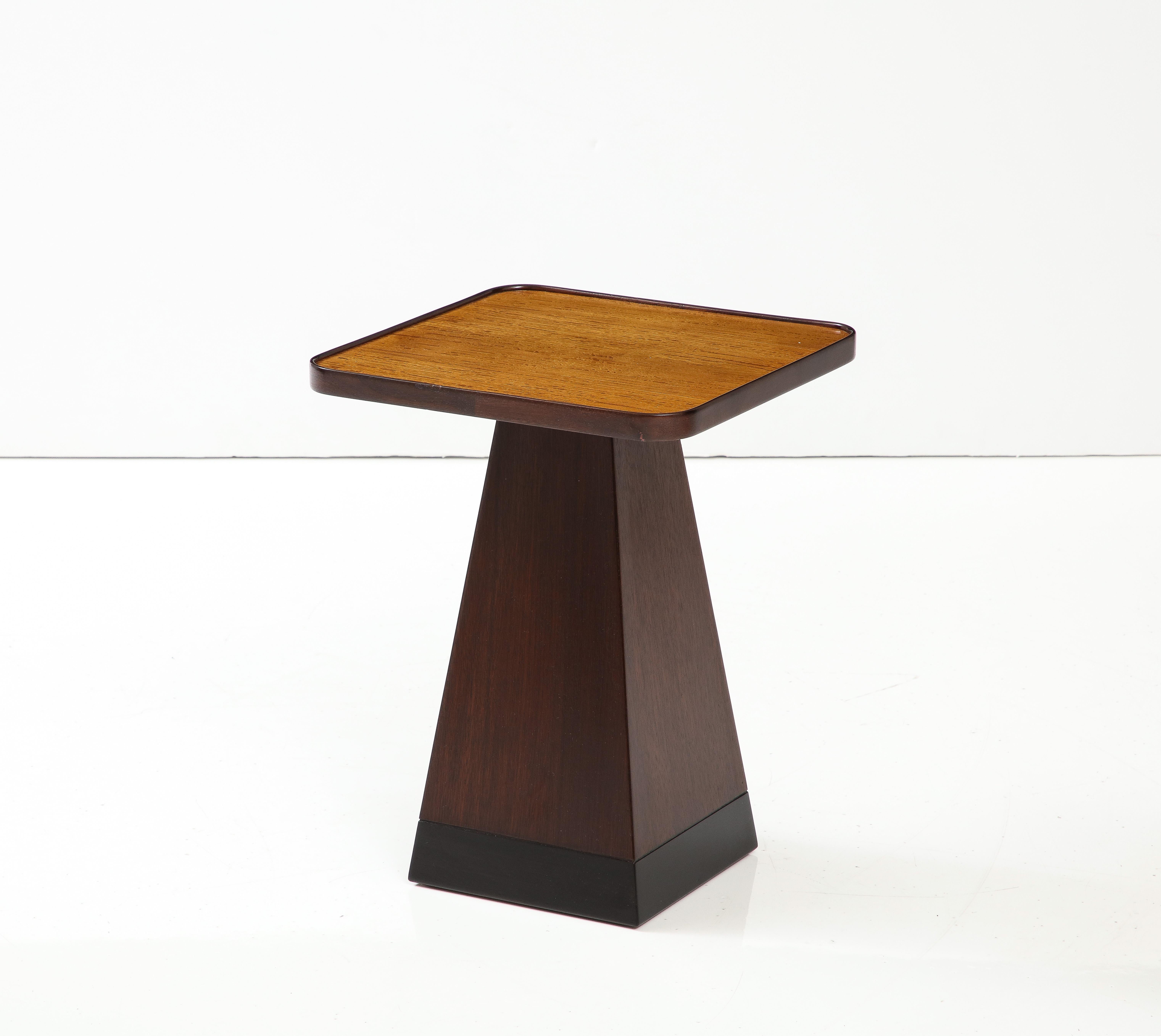 American 1970's Architectural Walnut Square End Table For Sale