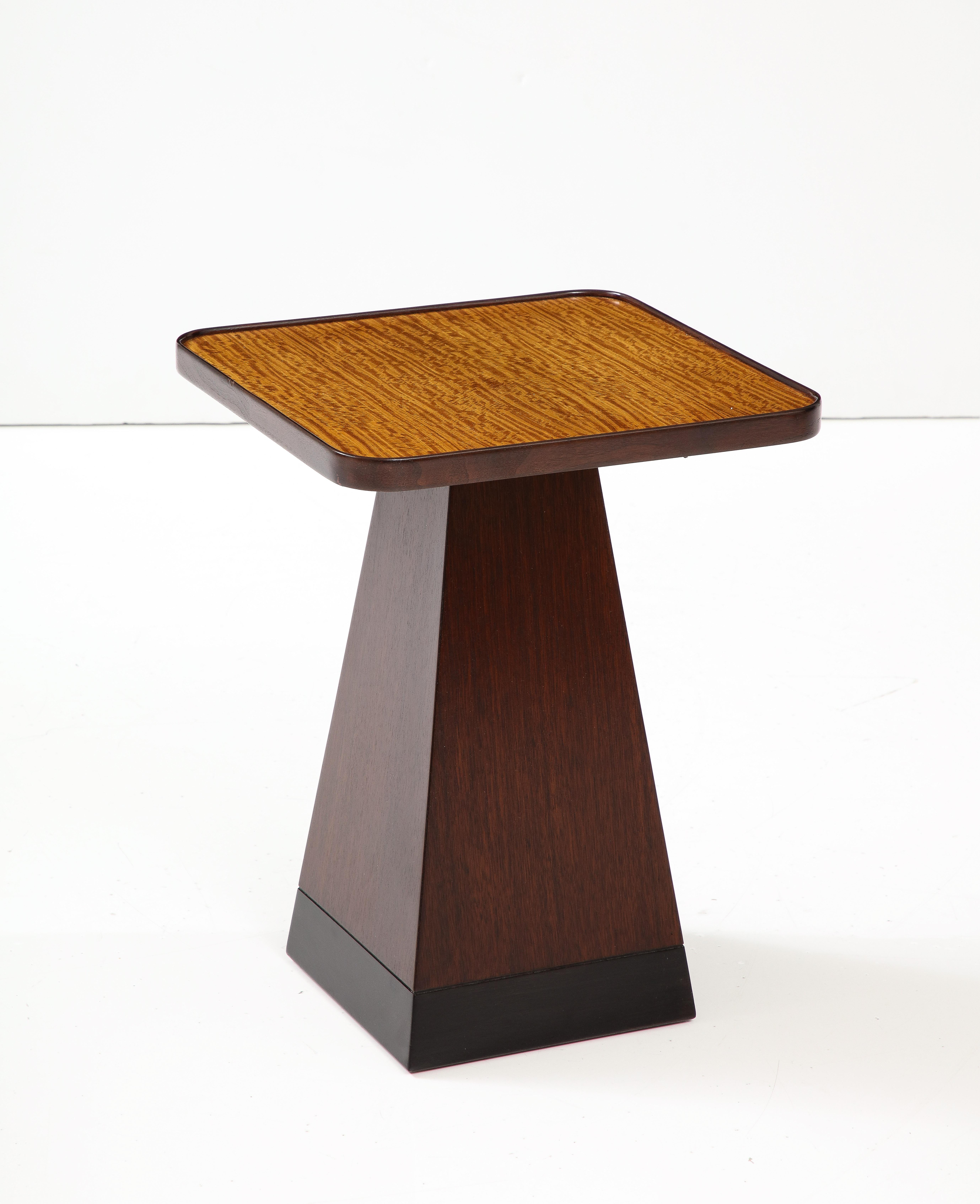 1970's Architectural Walnut Square End Table For Sale 1