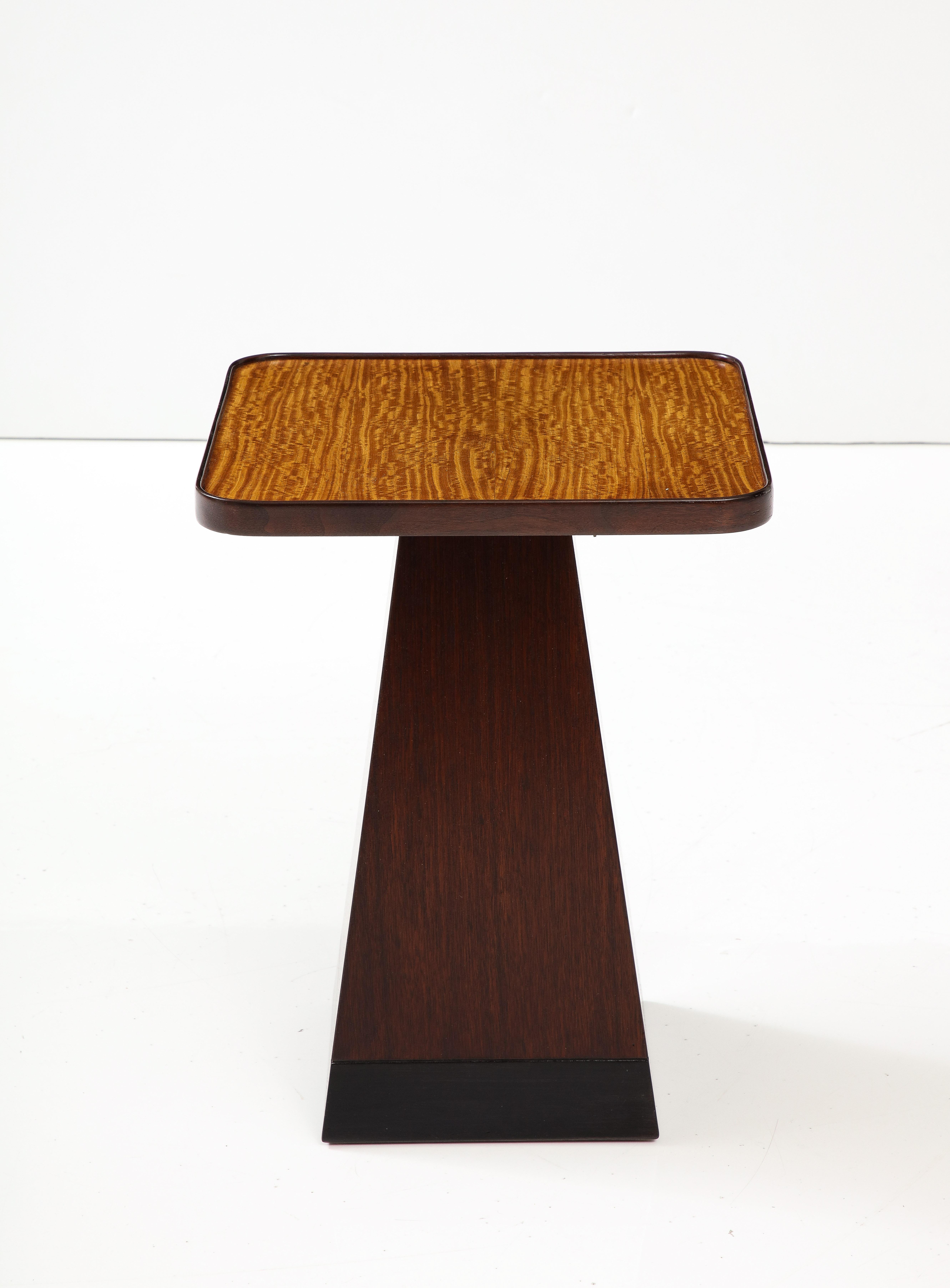 1970's Architectural Walnut Square End Table For Sale 2